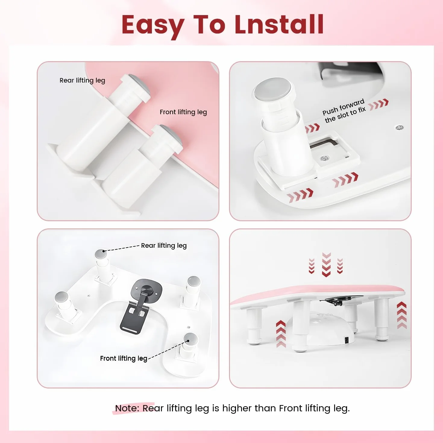 JODSONE Bracciolo rosa a forma di U per chiodo tecnico, con supporto per cellulare girevole a 360° integrato e bracciolo regolabile per manicure in salone