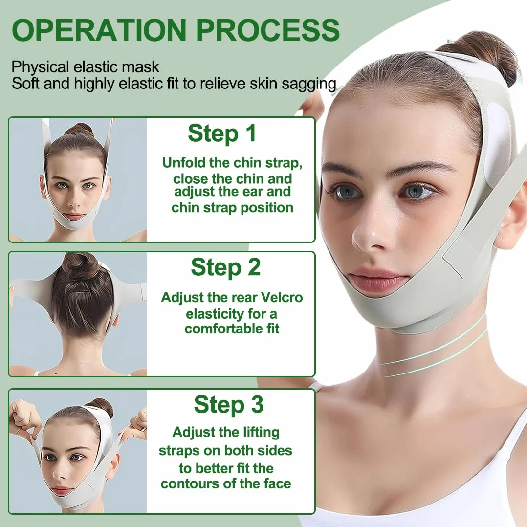 Doppio Mento Maschera Viso Snellente,Maschere Riutilizzabili a V,Fascia per il lifting del viso per il dimagrimento,per il viso Per Facciale a forma di V per viso rassodante anti-rughe