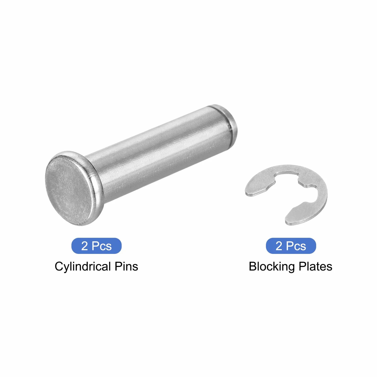 QUARKZMAN M12x45mm Perno Posizionamento Cilindrico Elastico Acciaio Inossidabile 304, Perno Posizione Cilindro Cerniera Testa Piatta con Clip Fissaggio, Argento