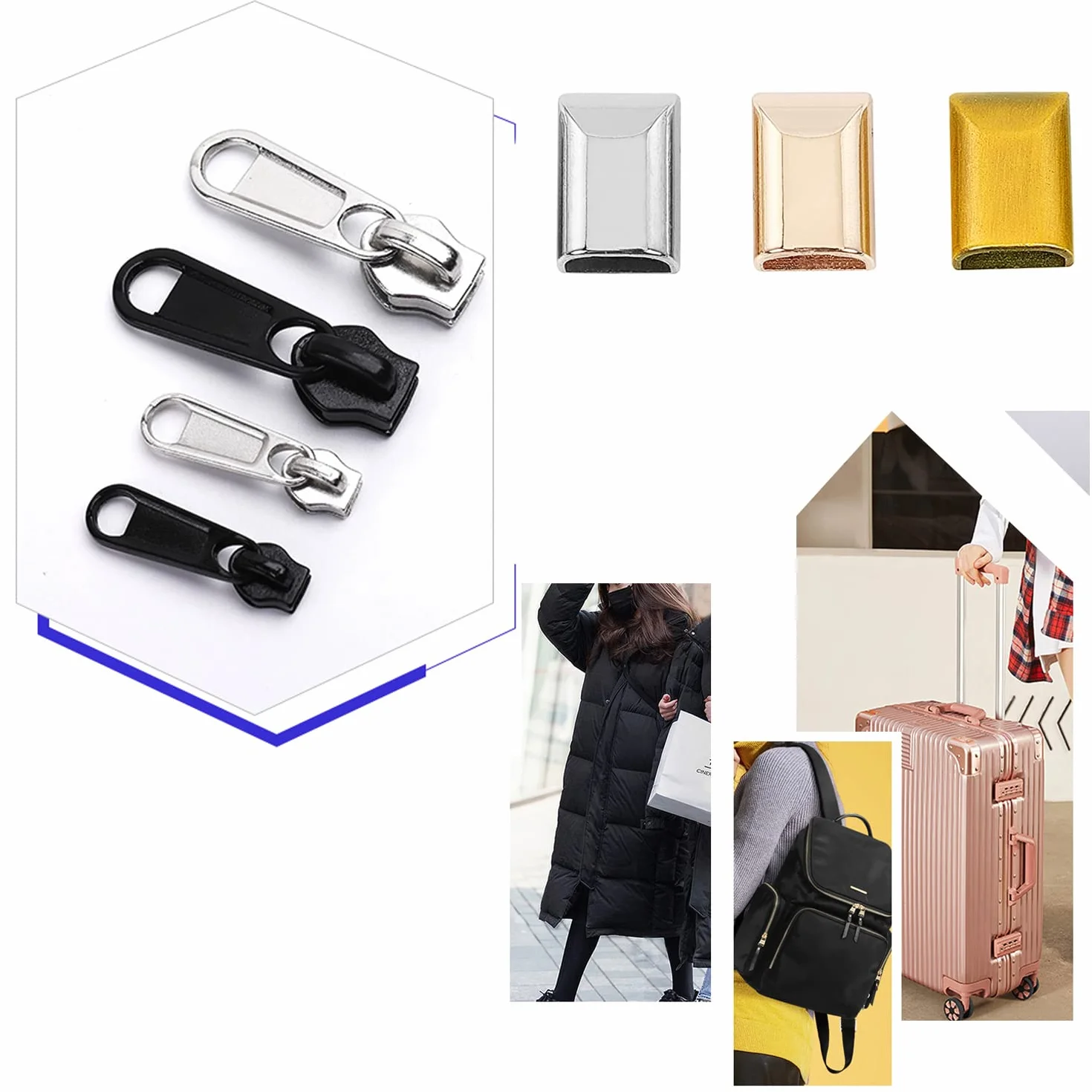 Zestaw 61 sztuk stile rettangolare cerniere clip riparazione con cacciavite argento/bronzo/dorato