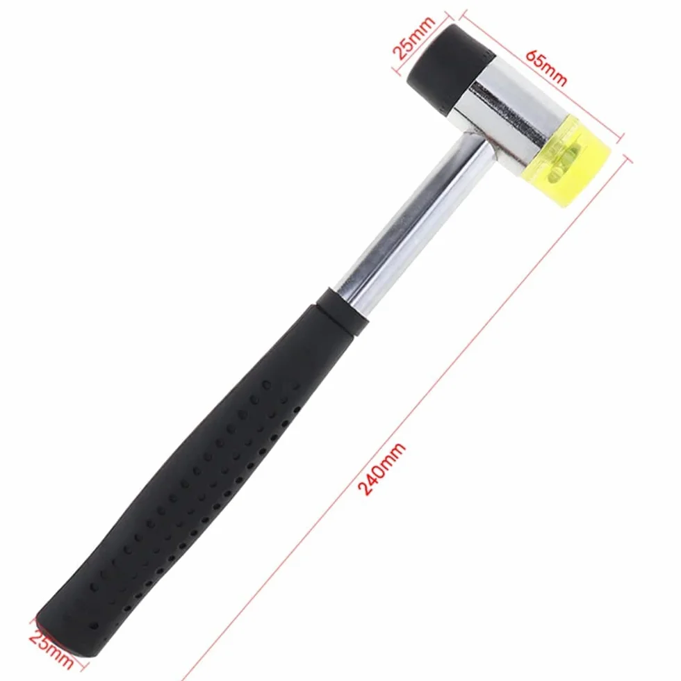 Martello Antirimbalzo Gomma Doppio Lavoro Nylon Testa Rotonda Impugnatura Antiscivolo 25mm