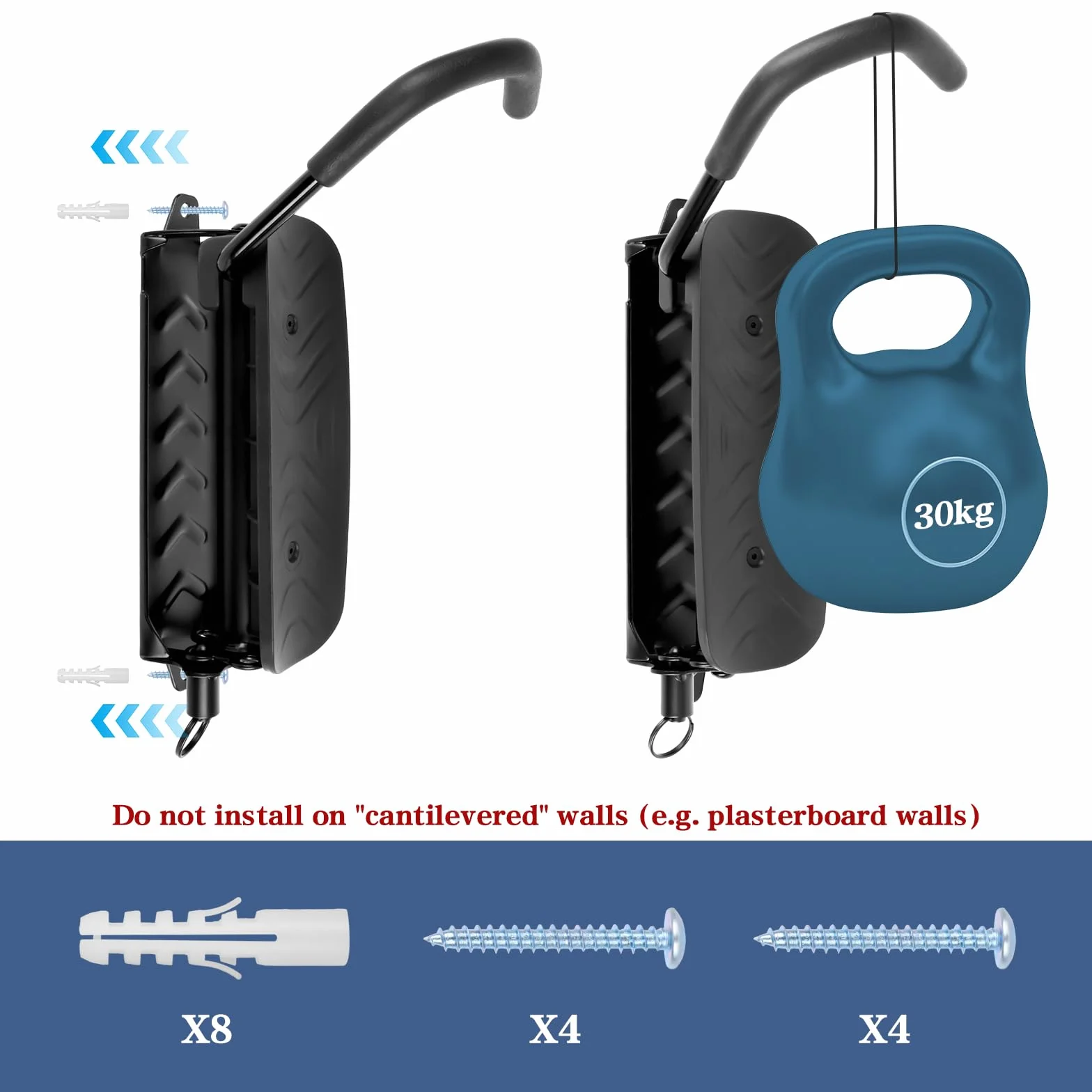 Supporto Parete Bicicletta Verticalmente Girevole Portata 30kg Gancio Bici Muro per Garage MTB