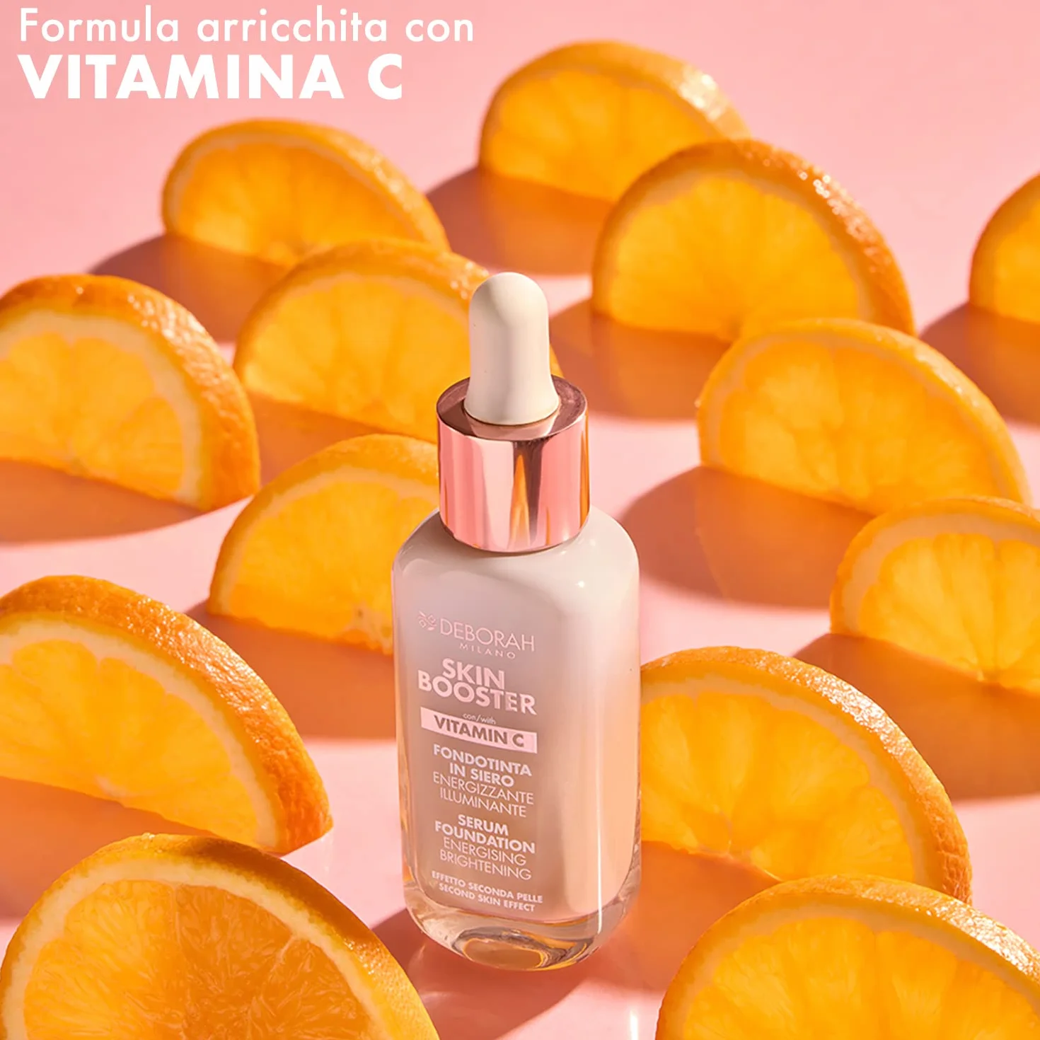Deborah Milano - Skin Booster Fondotinta in Siero SPF 15, N.3 Medium, Energizzante e Illuminante, con Vitamina C, Effetto Naturale, Uniforma l'Incarnato, 30 ml