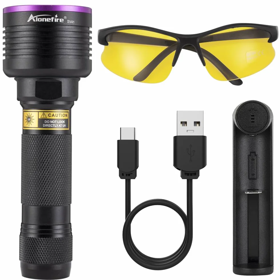 Alonefire SV41 Torcia UV Professionale 10W Ricaricabile Luce Nera 395nm