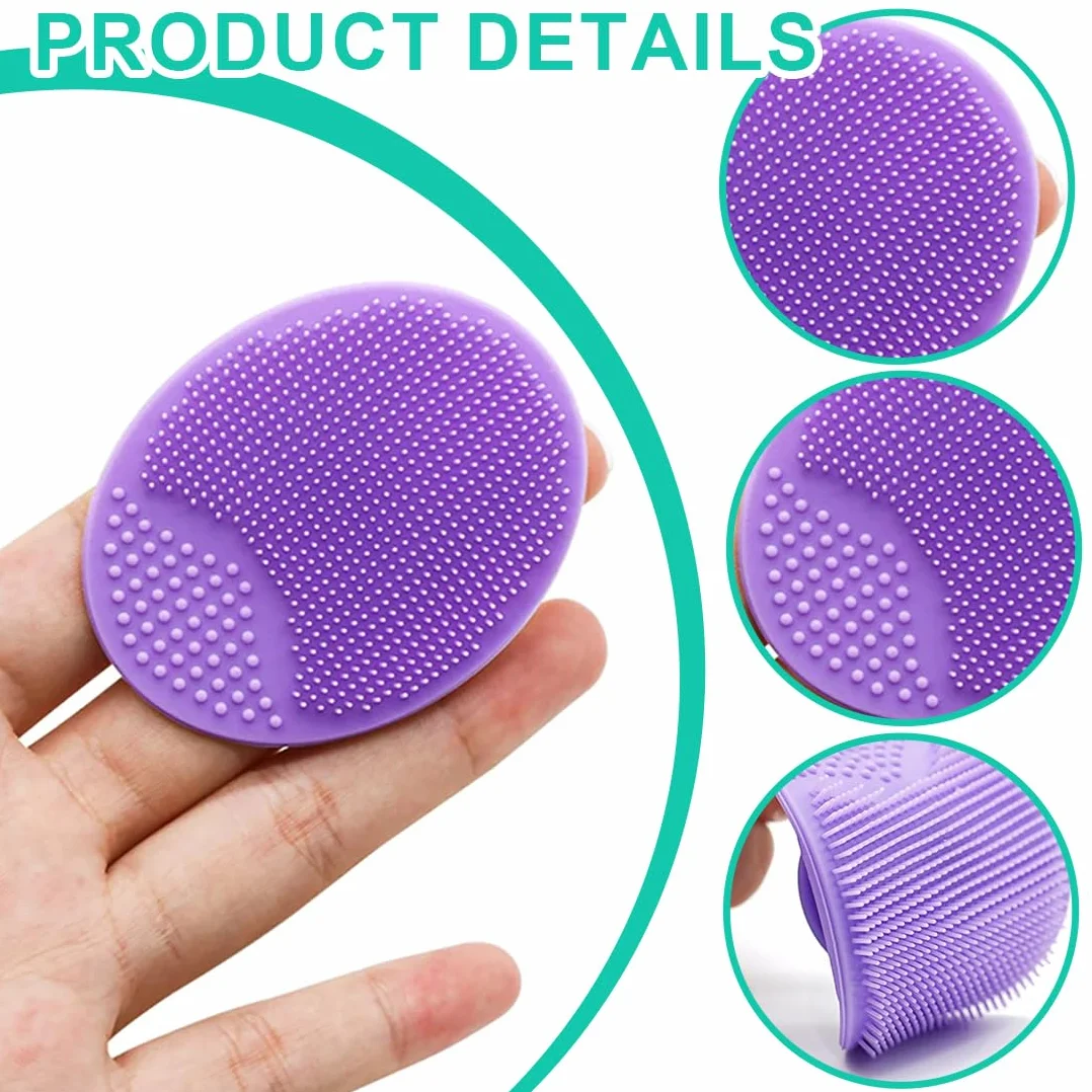 2 Pcs Spazzola Pulizia Viso in Silicone Morbido Scrubber Esfoliante e Massaggiatore Anti-età per una Cura Delicata della Pelle Rosa Viola