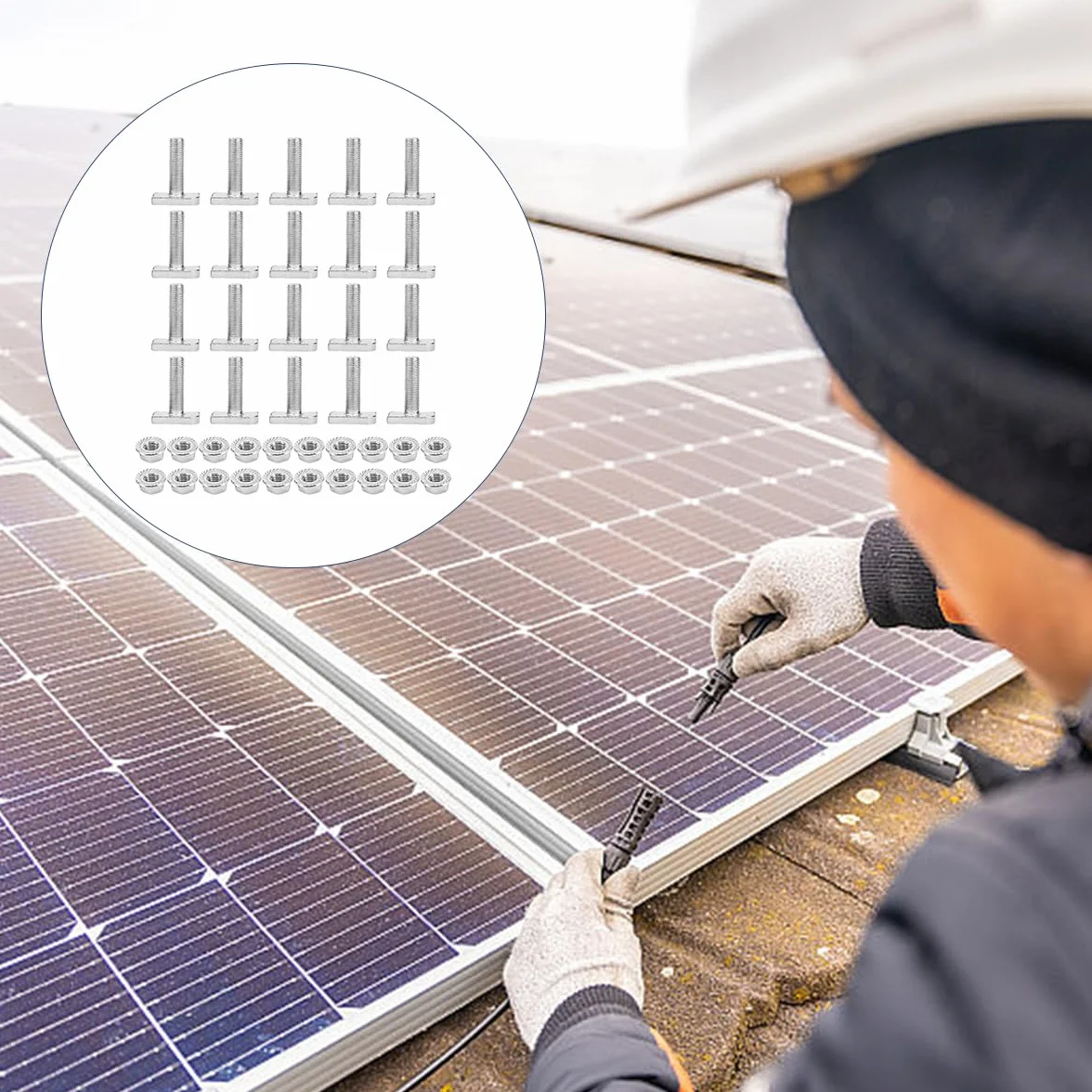 Viti Testa Martello M8x20mm Dado T, Bullone Dadi Flangia, Fissaggio Solare Fotovoltaico Per Serra