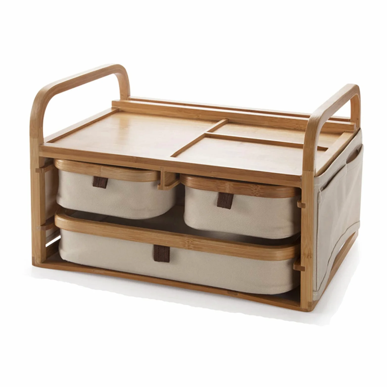Cassetto Di Bambù Organizzatore Trucchi,Multi-funzione Legno Organizzatore Cosmetico,Grande Capacità Porta Trucchi Organizer Per La Cura Della Pelle Vanity Bagno-Un 35x23x20.5cm(14x9x8inch)