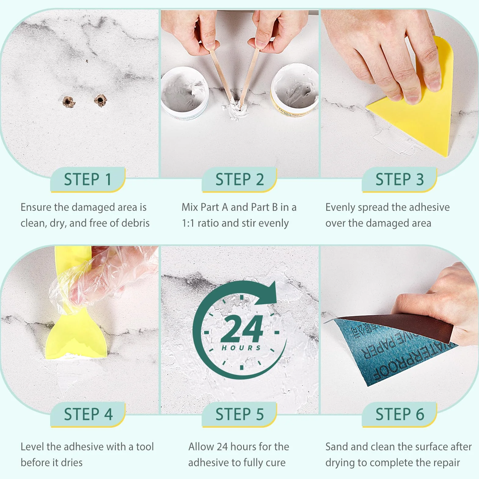 Kit Riparazione Vasca da Bagno Ceramica Smalto Piastrelle Graffi Buchi Crepe