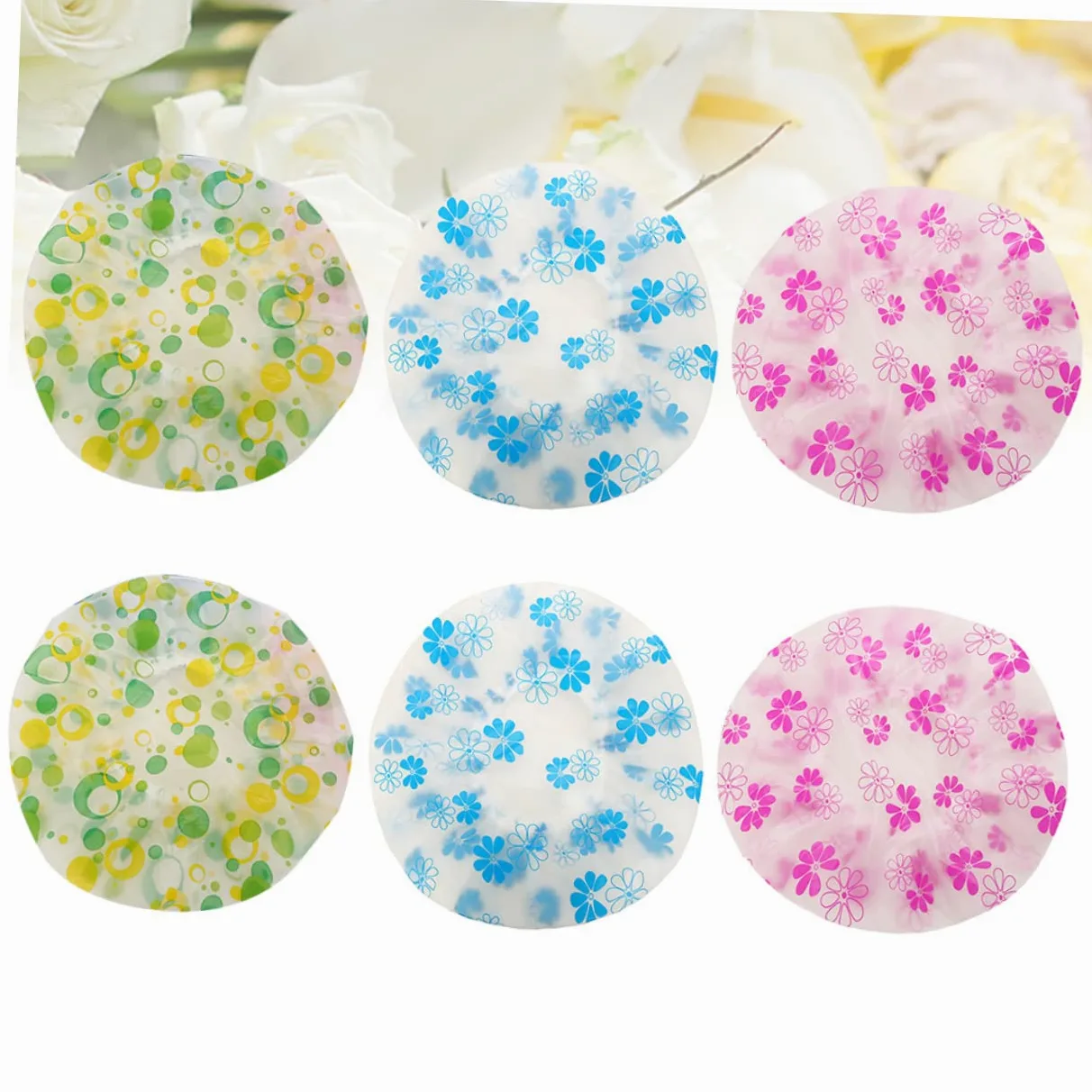 Healeved 20pezzi Cuffie Impermeabili Da Design Stampato Cuffie Regolabili Pe Per Casa Salone Di Bellezza e Viaggi Colorazioni Miste Comode e Sicure Da Indossare
