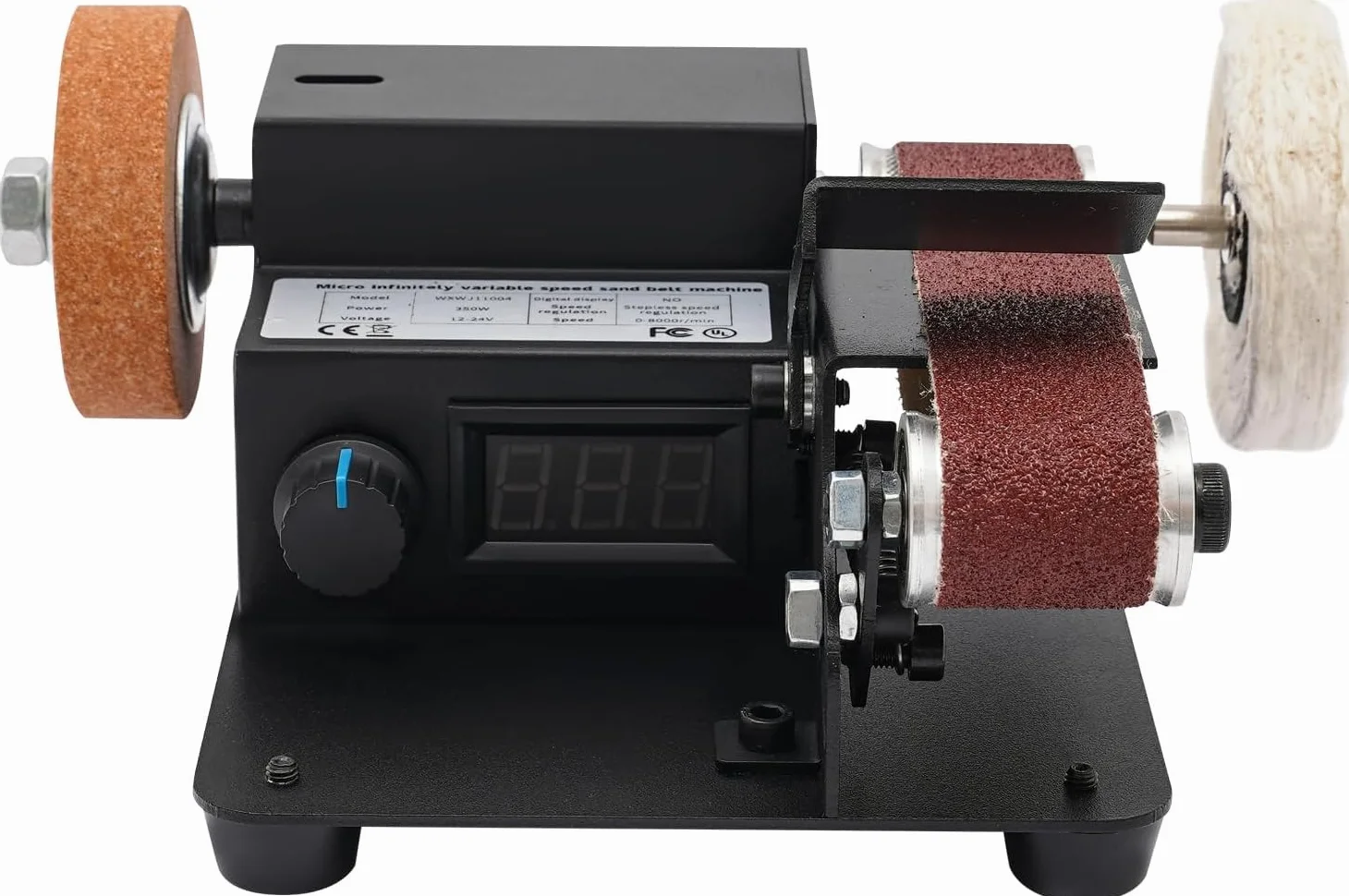 Mini levigatrice a nastro elettrica 350 W 0-10000 giri/min professionale da tavolo 7 livelli con nastri abrasivi