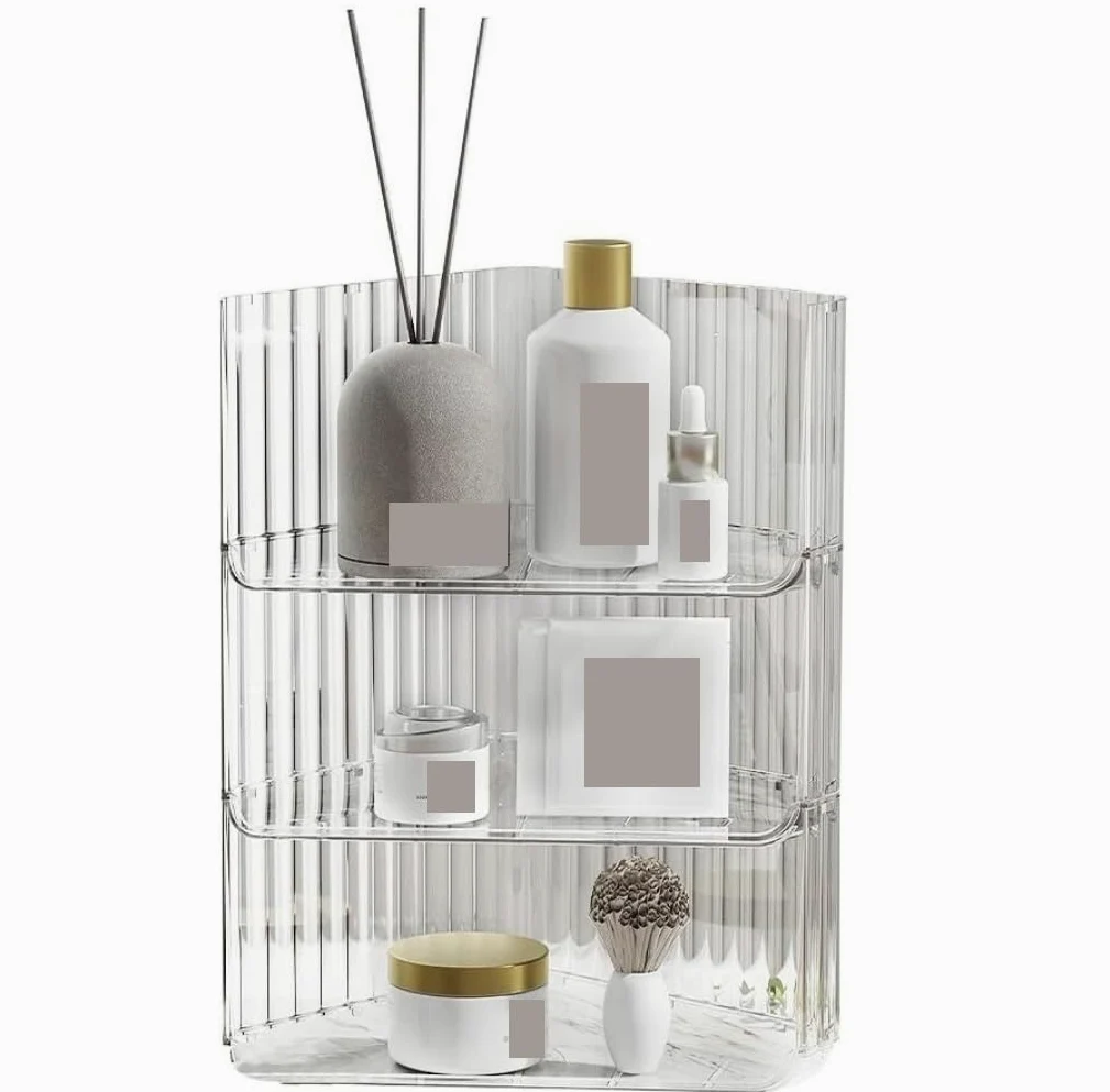 Porta Trucchi,Toeletta Organizer per Trucco A 3 Livelli Custodia Cosmetica Impilabile per La Cura della Pelle Organizzatori di Profumi per Comò Multifunzione