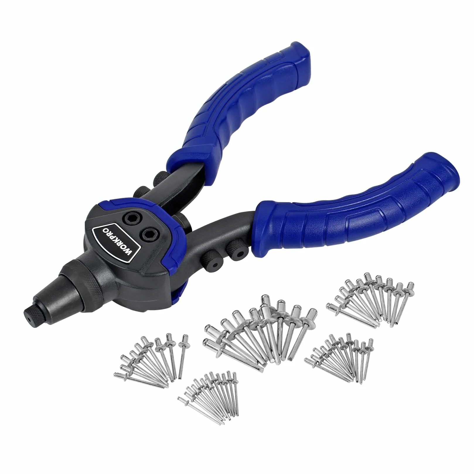 WORKPRO Rivettatrice Manuale con 5 Teste Intercambiabili, Pistola a Rivetti per Installazione Mobili