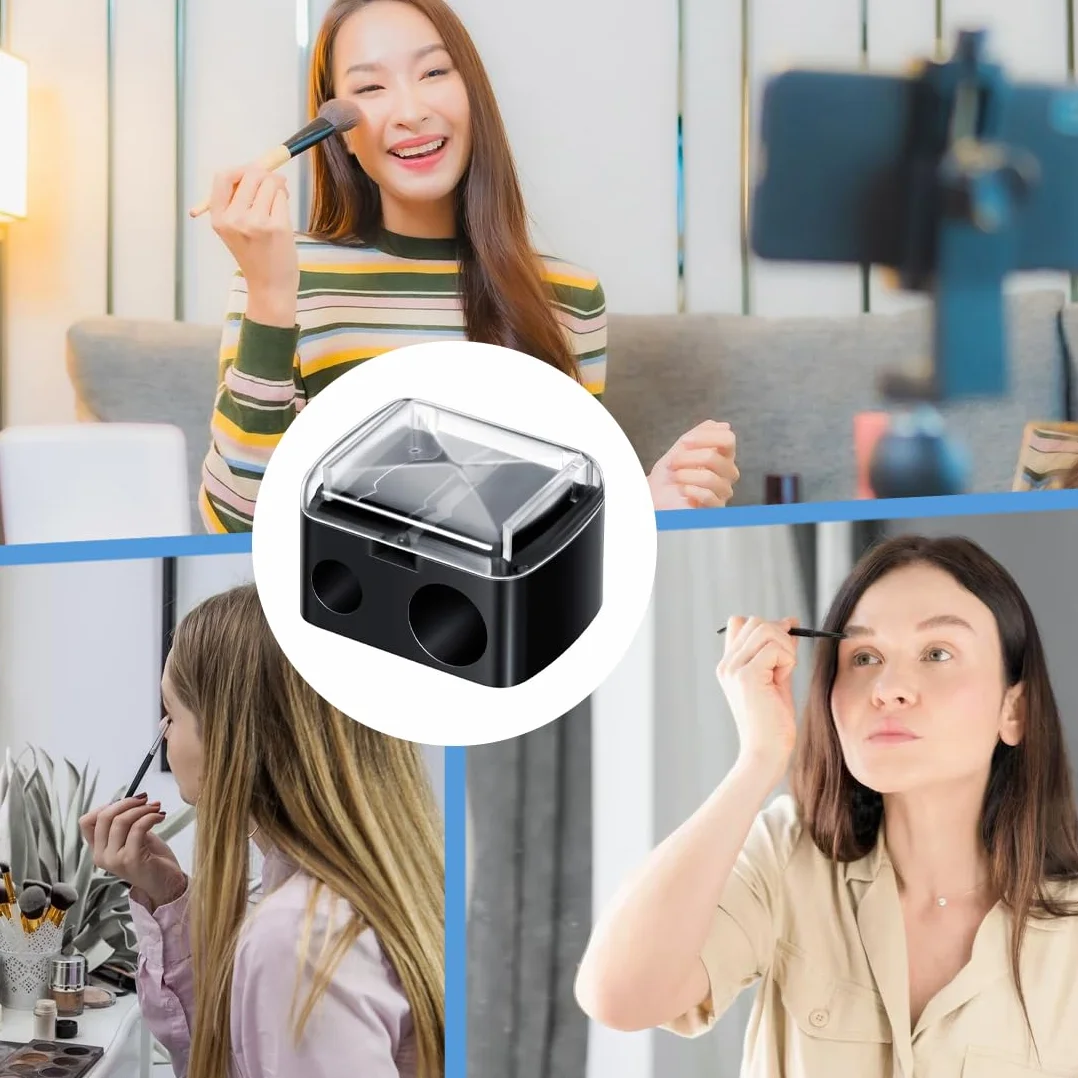 2 pezzi Temperamatite di Bellezza,Universal Anspitzer,Lame di Precisione,Compatto per l'uso in viaggio,Doppio per Cosmetiche,Adatto per Eyeliner,per Sopracciglia,Trucco,Labbra
