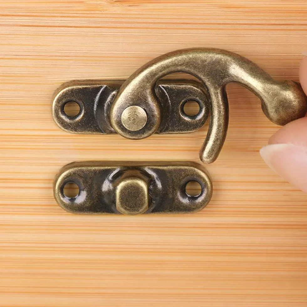 Gancio Destro con Viti in Antico Bronzo Fermaglio a Gancio per Decorazione Borsa Hasp per Jewelry Box