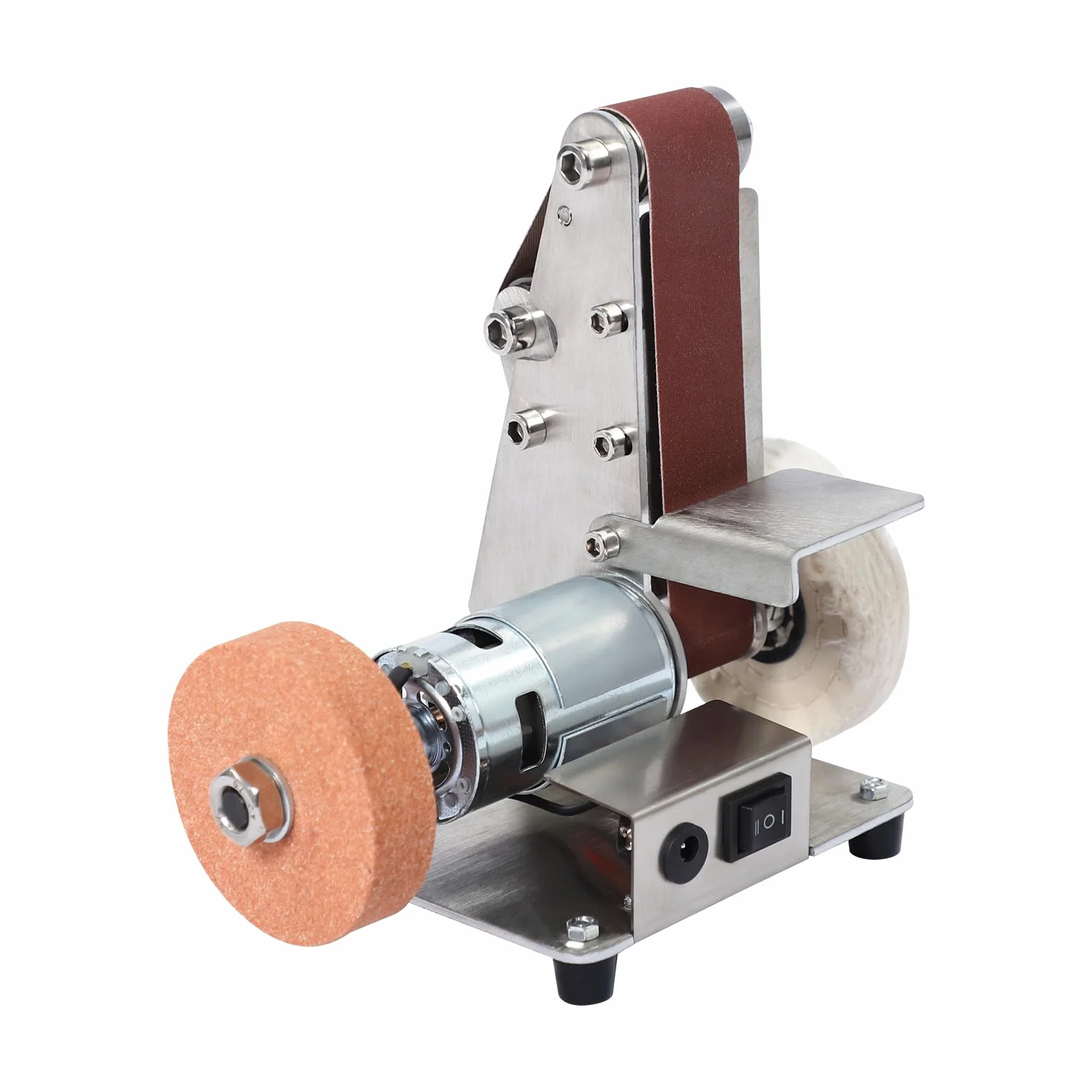 Mini levigatrice a nastro elettrica 775, 4000-9000 giri/min, regolabile, con 20 nastri abrasivi e disco lucidante per metallo e legno