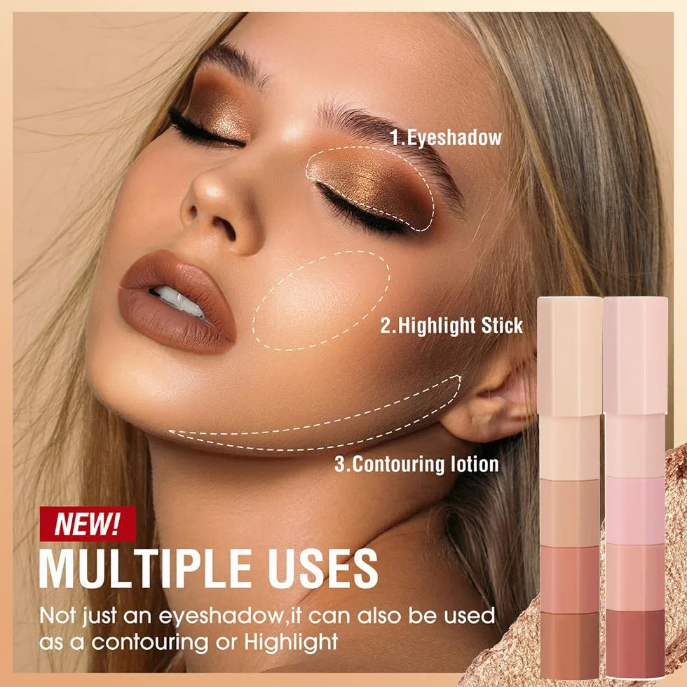 8 bastoncini per ombretti colorati, morbidi e cremosi opachi e brillanti, per ombretti delicati e brillanti, per ombretto e ombretto, per viso e eyeshadow Pen, Highly pigmented Eyeshadow Crayon