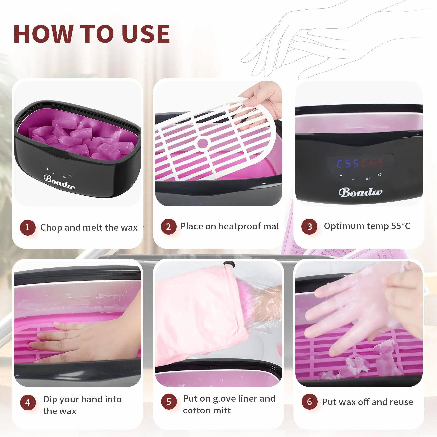 Bagno di paraffina per mani e piedi, 4000 ml di paraffina per bagno di paraffina secca e ruvida, con cera di paraffina da 900 g e accessori, ottimo regalo per spa nero