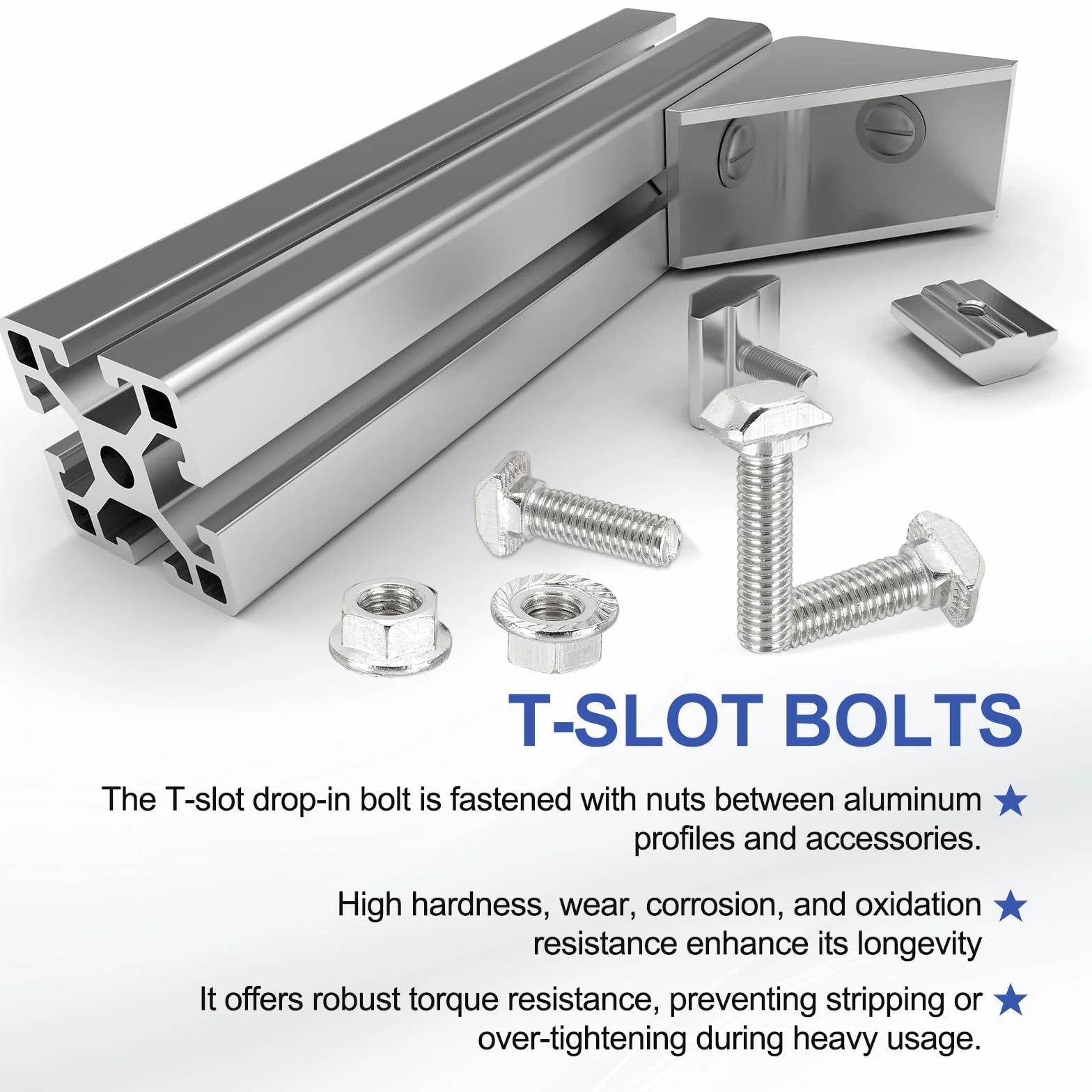PATIKIL Viti a T Con Testa a Martello M6x20mm, 10 Set Viti Ad Incastro con Dadi Esagonali per Profili Alluminio Serie 30, Argento