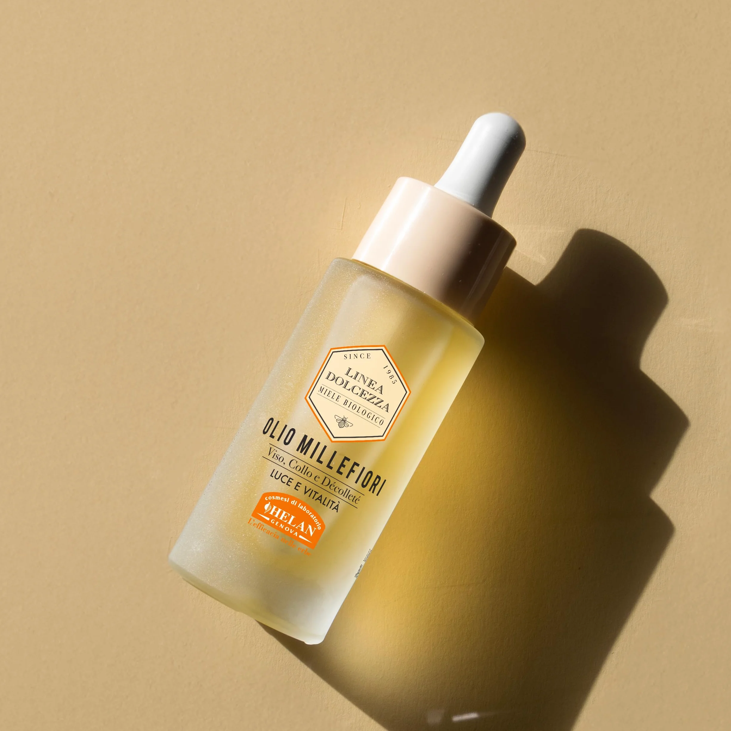 Helan Linea Dolcezza - Olio Viso, Collo e Décolleté Millefiori, Idratante e Antirughe, con Cera d’Api e Propolis, Olio Secco a Rapido Assorbimento - Prodotti Skincare Viso, Made in Italy, 30 ml