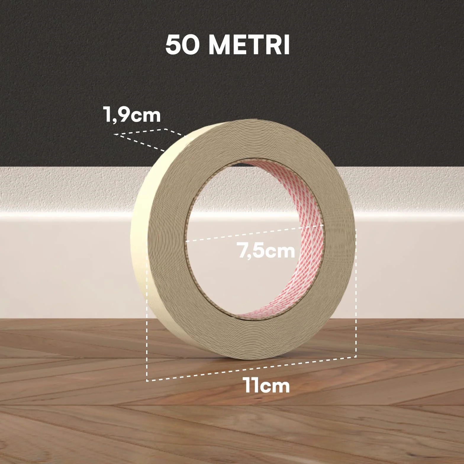 Nastro di Carta 19mm x 50m 16 Rotoli - Carta Gommata Professionale Riciclabile per Mascheratura Pittura