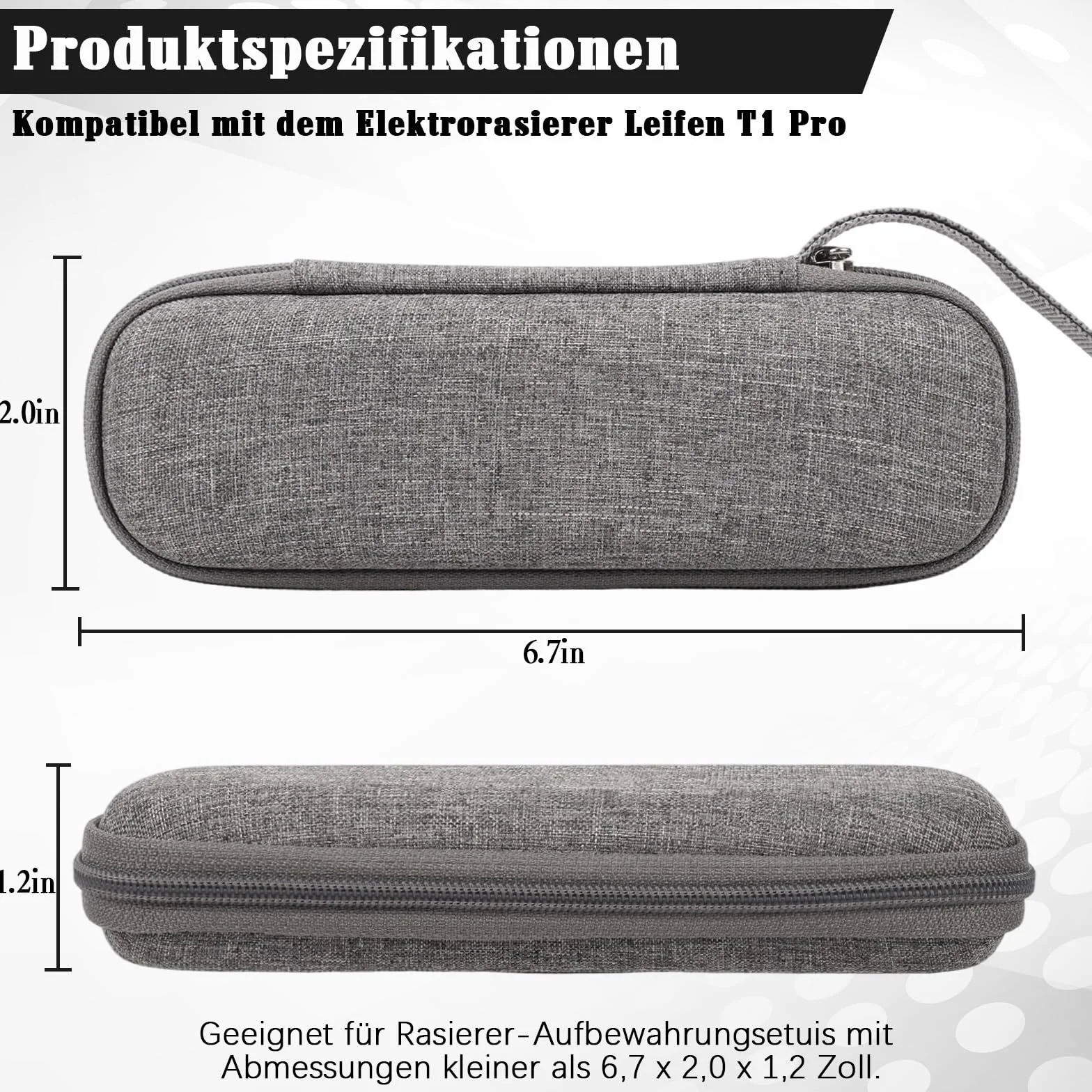 Custodia protettiva per rasoio elettrico Laifen T1 Pro, custodia rigida per le versioni barba corta e lunga, resistente agli urti, all'acqua e ai graffi. (grigio)