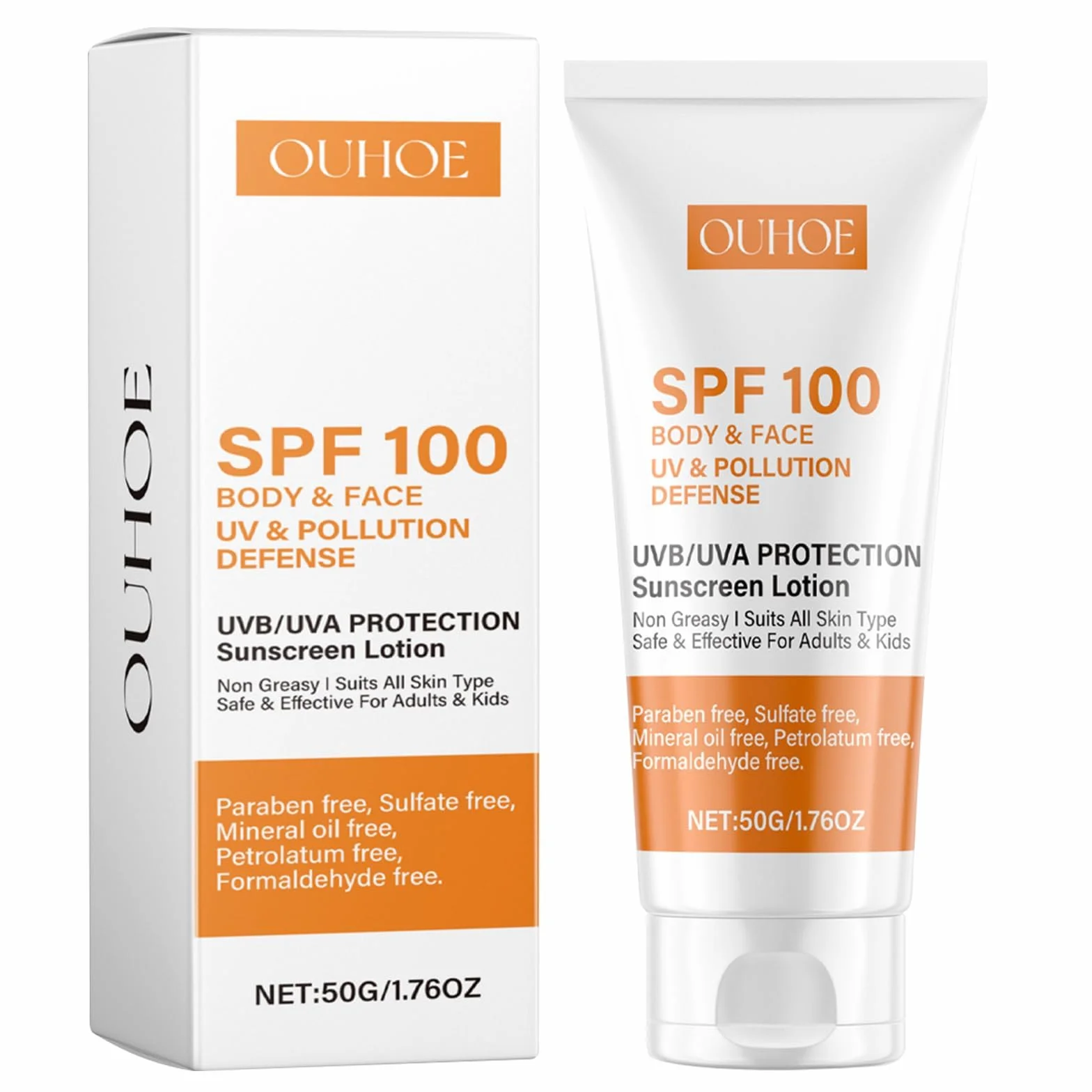 Crema Solare Viso SPF 100, Protezione Solare 100 SPF, Una Crema Solare Idratante, Waterproof, Non Grasso, Forte Protezione UVA/UVB, per Corpo e Viso Difesa