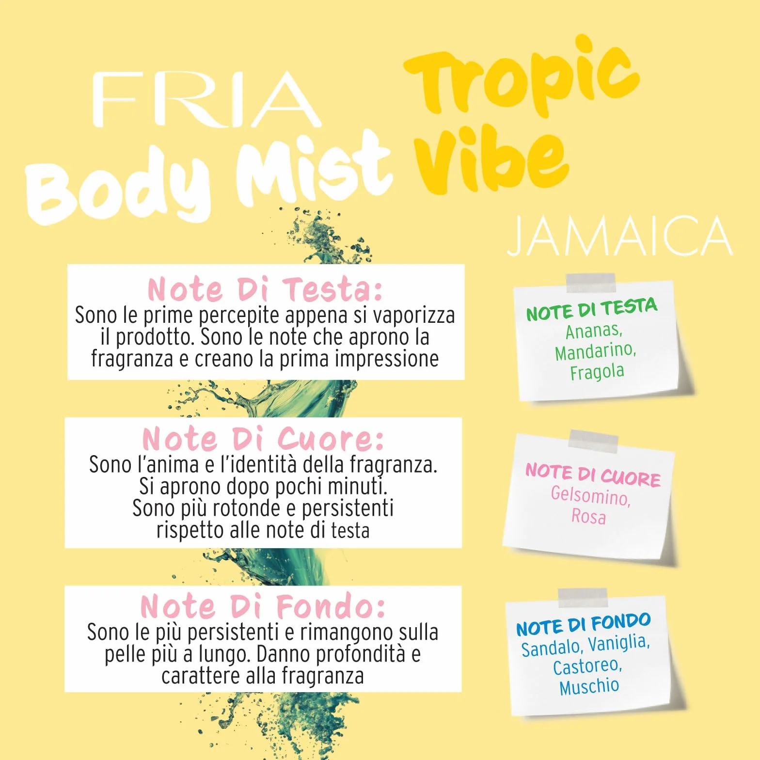 Fria Body Mist, Acqua Profumata Uomo e Donna, Fragranza Tropic Vibe Fruttata con Ananas, Gelsomino e Vaniglia, Spray Corpo, 50 ml