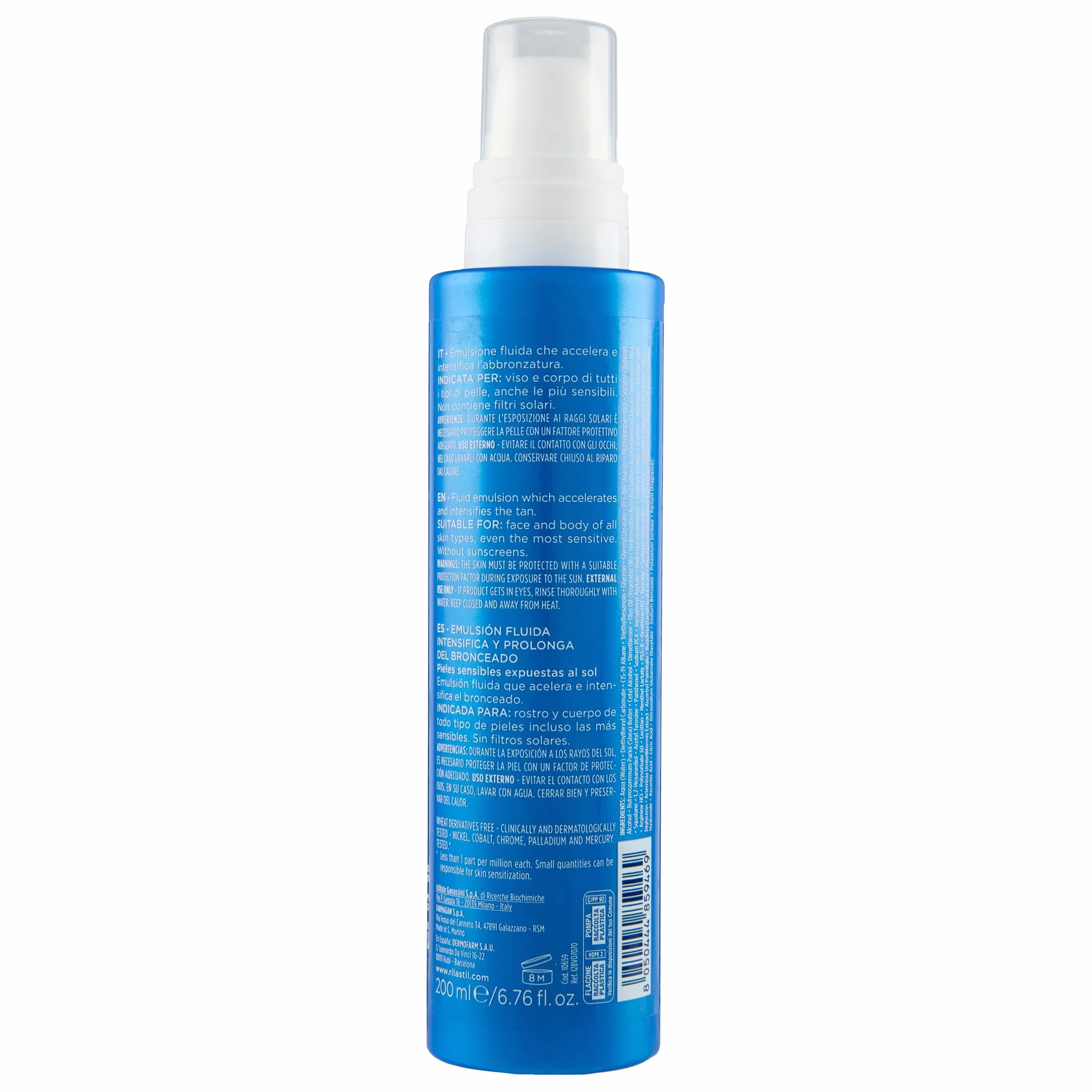 Rilastil Sun System Intensificatore e Prolungatore dell'Abbronzatura, Fluido Viso e Corpo, Texture Leggera, per Tutti i Tipi di Pelle, Confezione da 200ml