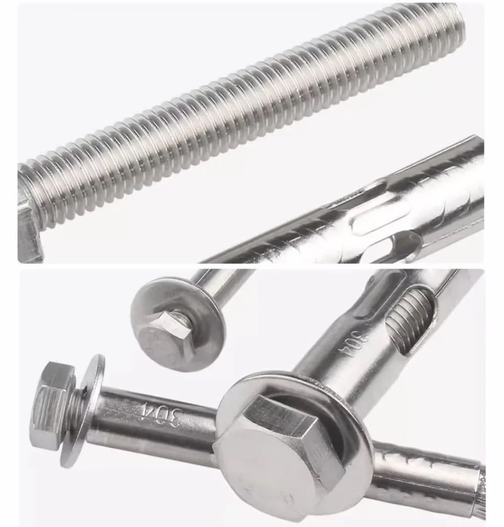 Bulloni di Espansione Testa Esagonale 304 Acciaio Inossidabile M8x80mm 3 Pezzi
