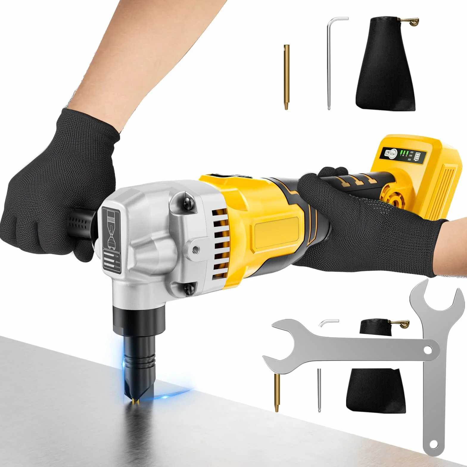 Roditrice in metallo senza fili compatibile con batteria DeWalt 20V, cesoia elettrica senza spazzole 1900 giri/min testa rotante 360°