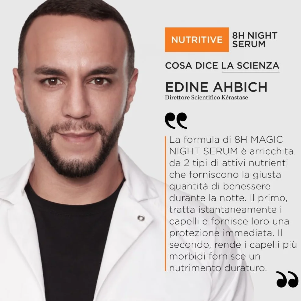 Kérastase, Nutritive, Siero Notturno Nutriente, Per Capelli Secchi, Azione Rivitalizzante, Con Proteine di Origine Vegetale e Niacinamide, Siero Notturno 8h Magic Night Serum