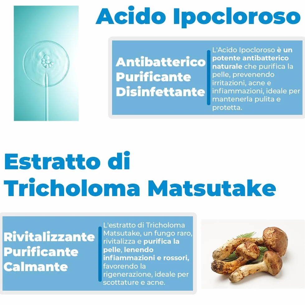 Hevolurose Spray con Acido Ipocloroso, Sollievo per Pelle Sensibile, Acne, Scottature e Punture Insetti, Antibatterico Spray Lenitivo e Rinfrescante - Formato 100 ml + ricarica 200 ml -
