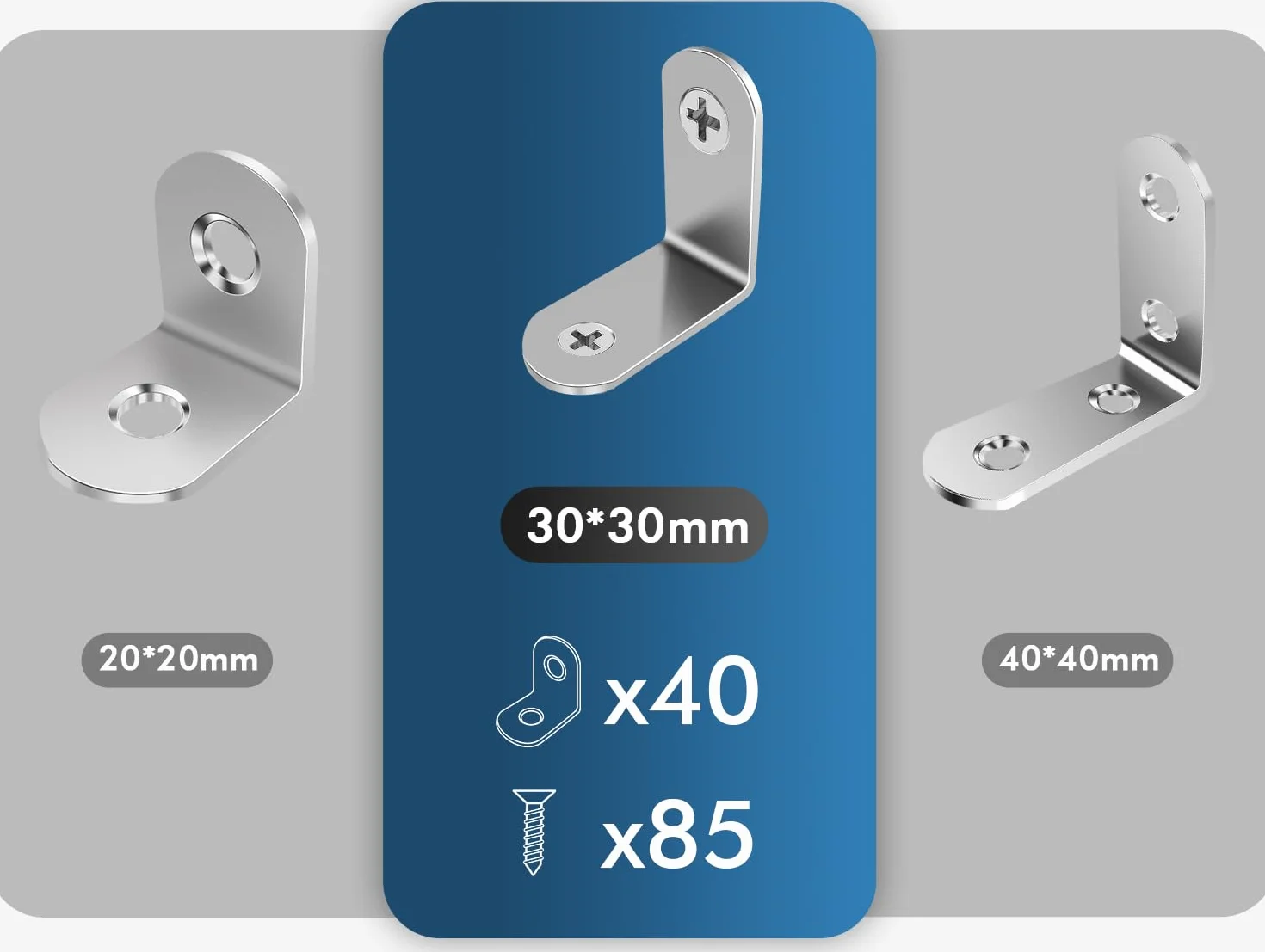 Shinfly Staffe Angolari 40 Pezzi 30 x 30 mm 90° Per Legno Con Viti