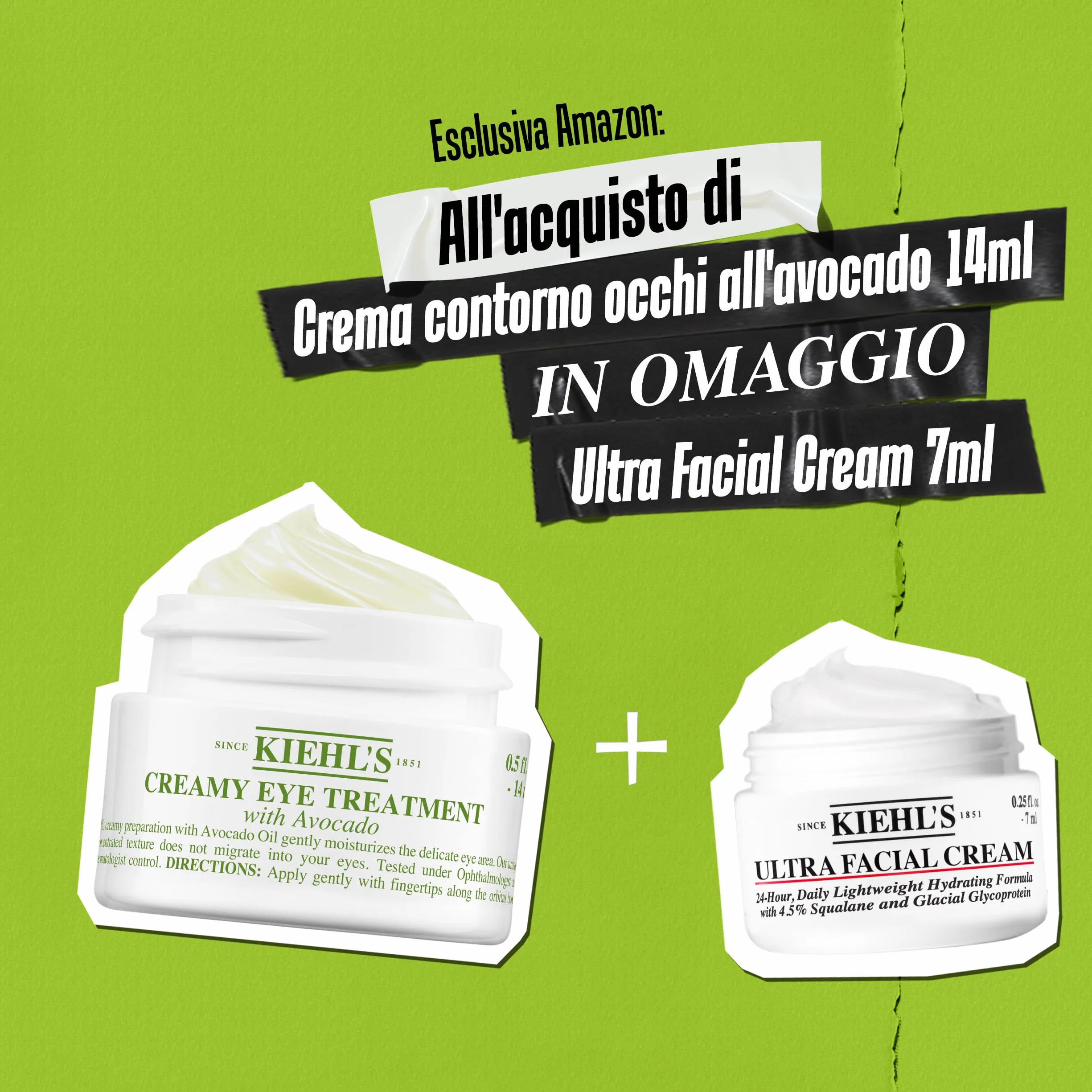 KIEHL'S Creamy Eye Treatment, Crema Contorno Occhi, Per Tutti i Tipi di Pelle, Azione Nutriente e Illuminante, Con Olio di Avocado e Caffeina
