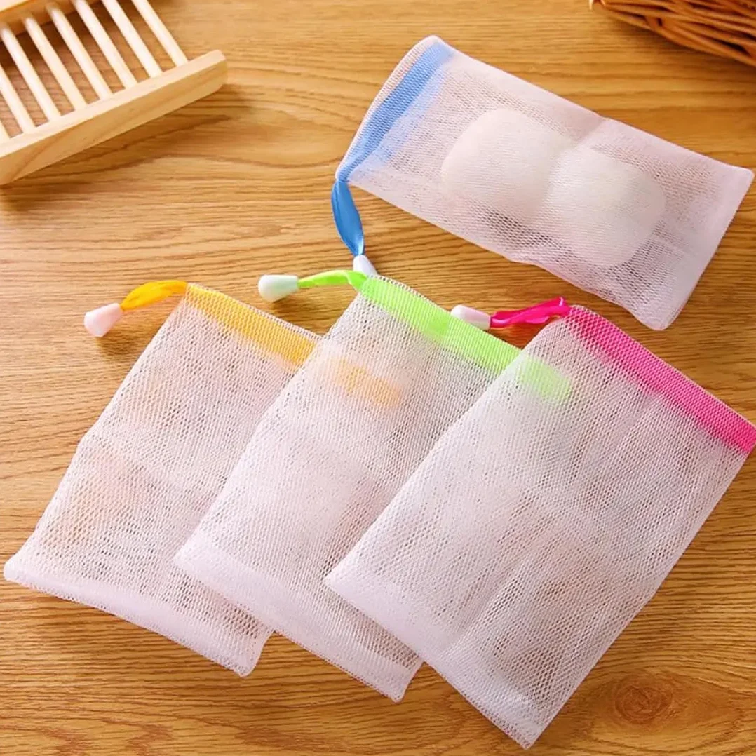 WUSJCOF 8 Pezzi Reti per Pulizia Viso Nylon, Schiumogeno, Confezioni Schiuma Bolla Esfoliante Mesh per Body Face Cleansing Accessorio (Colore Casuale)