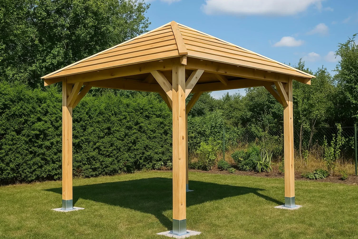 Set di 4 supporti per pali da avvitare 70 x 70 mm, staffe zincate a caldo per pali in legno con piastra