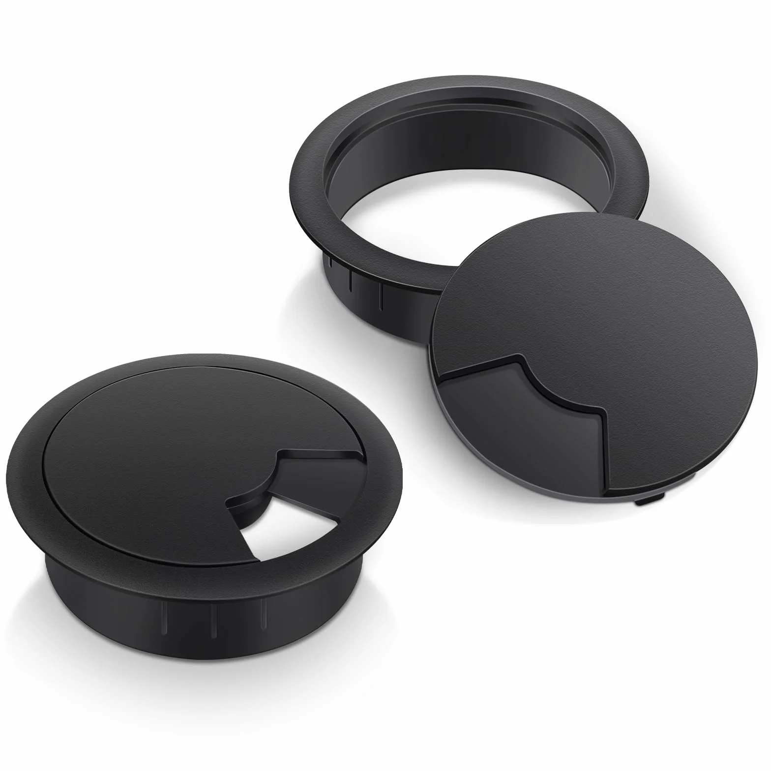 Bolatus 2 passacavo da scrivania 60 mm plastica nero