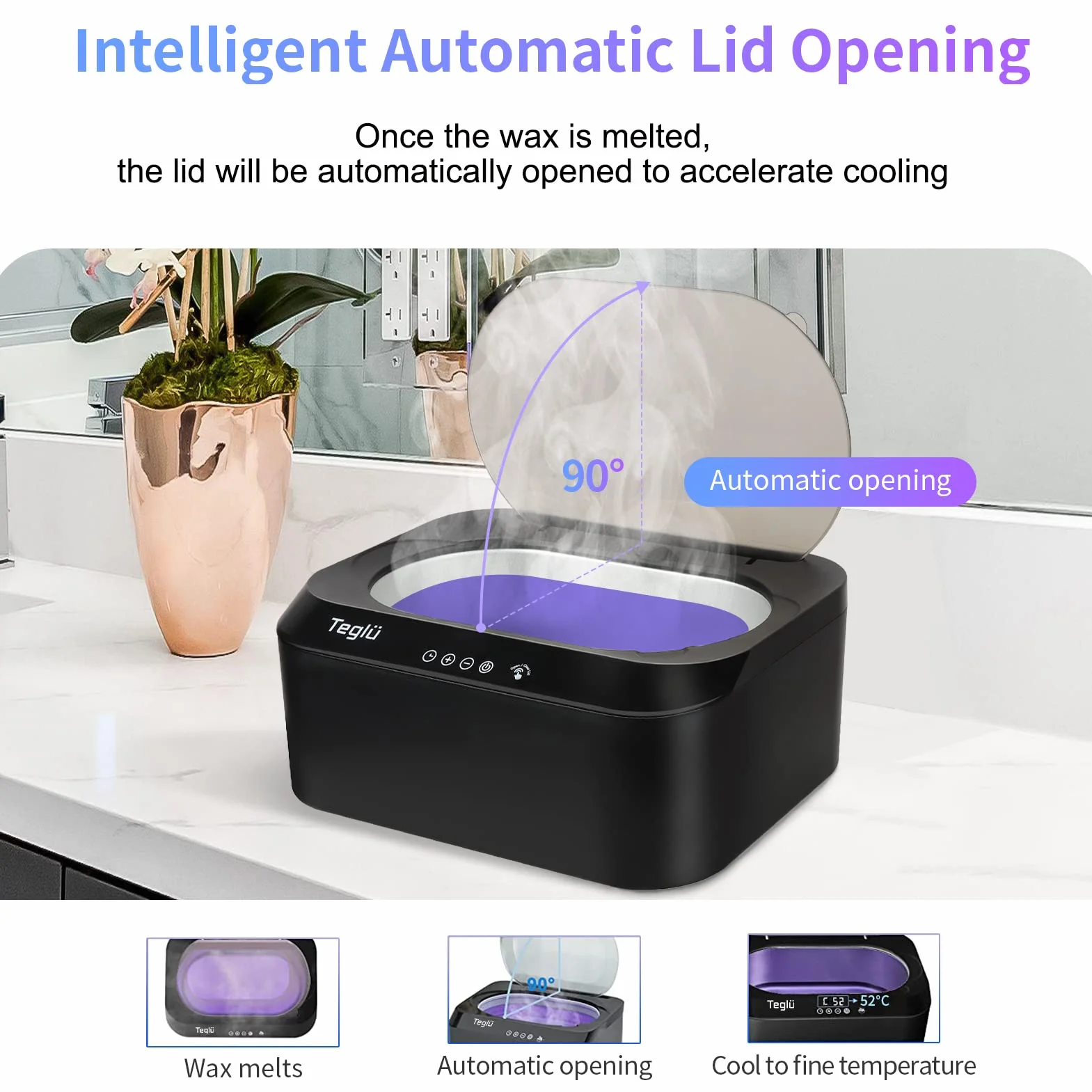 [Migliorata] Bagno di Paraffina per Mani e Piedi 4L con Apertura Automatica, Scalda Paraffina Cera 3x450g Paraffina 200W, FHC-2222, Nero