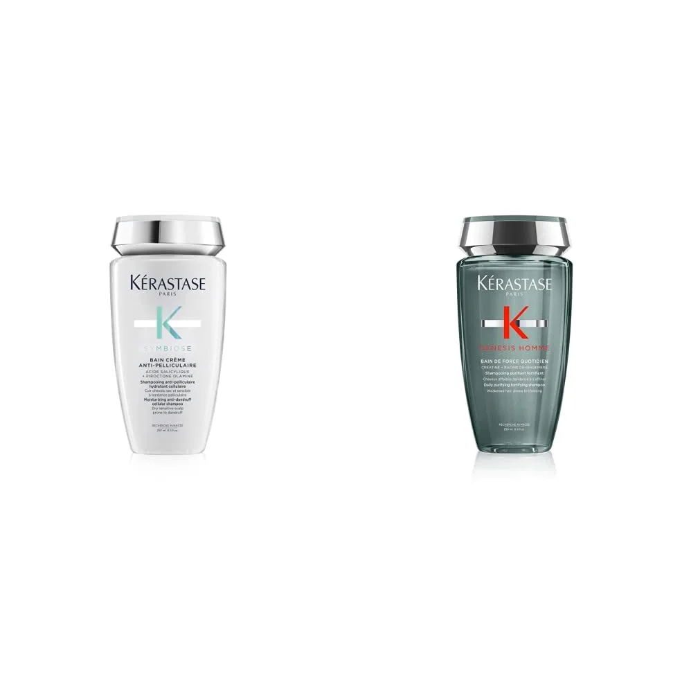 Kérastase | Symbiose, Shampoo Idratante Antiforfora, Per Cuoio Capelluto Secco e Sensibile con Tendenza alla Forfora, 250 ml & Genesis Homme, Shampoo 250 ml