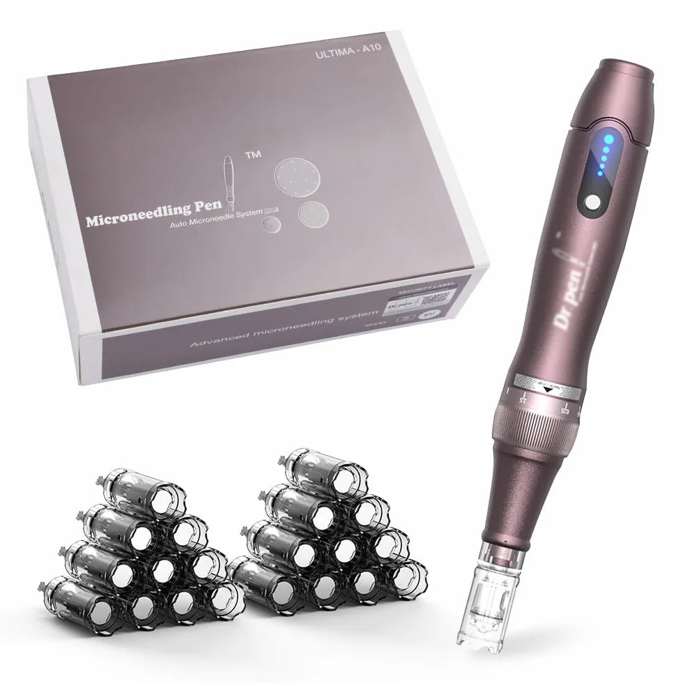 A10 Dermapen Microneedling Professionale Senza Fili con 22 Cartucce e 5 Velocità,Derma-Pen Microneedling Regolabile per la Cura Della Pelle