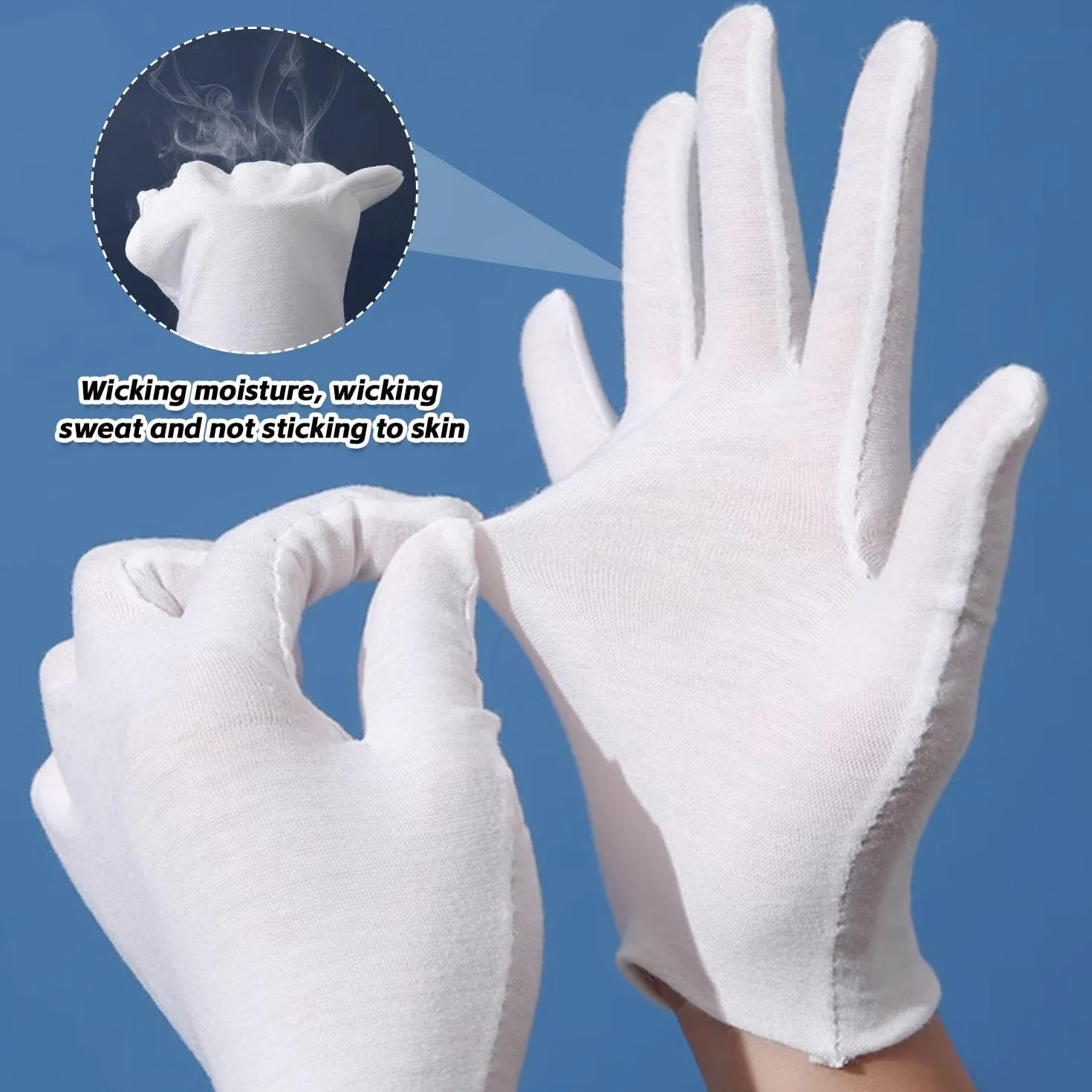 6 paia di guanti per touch screen, 6 paia di guanti da dito completi, guanti da lavoro, guanti idratanti per il sonno, guanti bianchi versatili