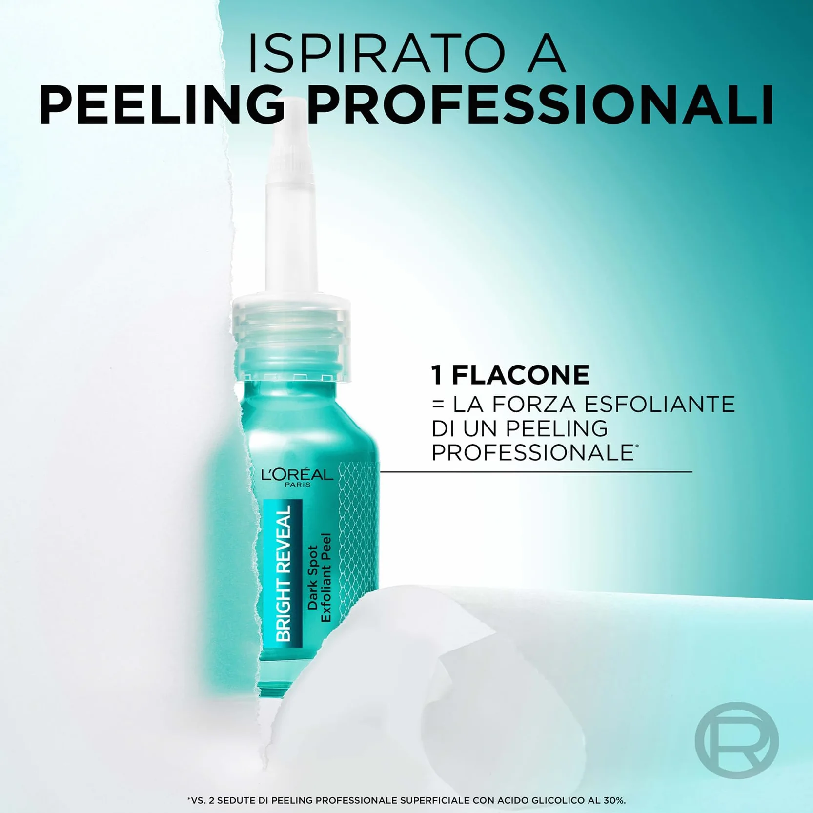 L’Oréal Paris Peeling Esfoliante, Per Tutti i Tipi di Pelle, Incarnato Levigato e Uniforme, Con Niacinamine e 25% AHA + BHA + PHA, Bright Reveal, 25 ml