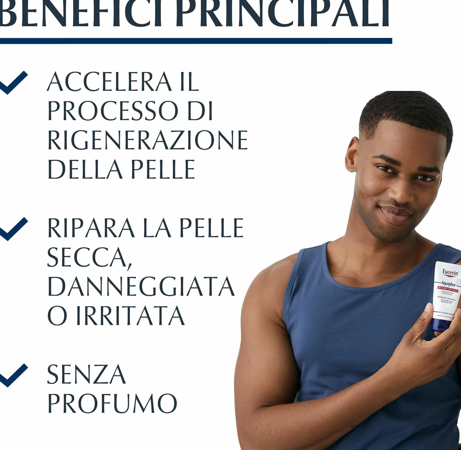 Eucerin Aquaphor Trattamento Riparatore 45 ml, Crema idratante corpo e viso per favorire il processo di guarigione,, Crema corpo idratante pelle secca e screpolata senza profumo