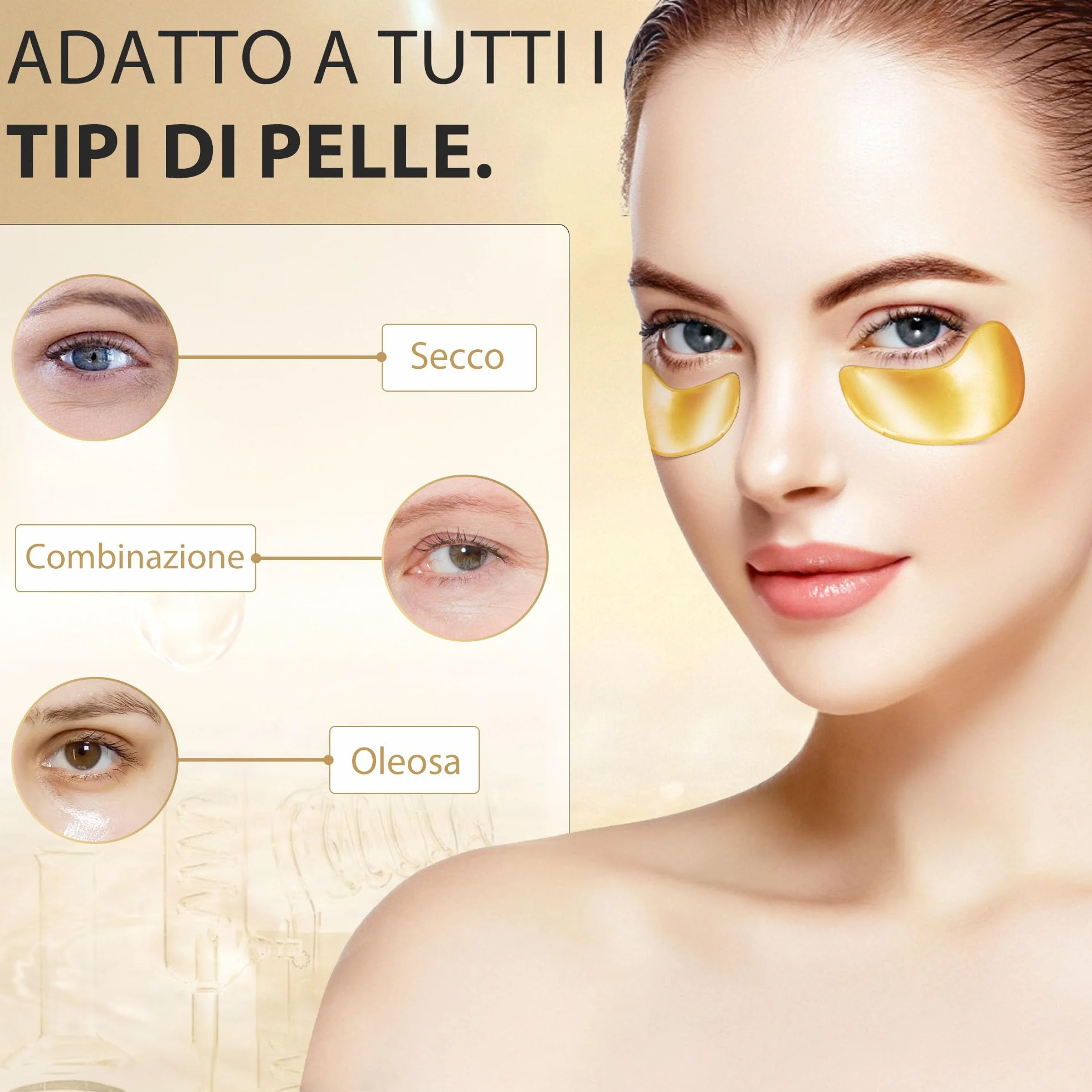 20 Paia Oro 24 carati Maschera per gli occhi Collagene Sotto gli occhi Maschera Cerotti per Occhiaia Gonfiore, Rinfrescare, Rivitalizzante, Viaggi, Rughe, Occhi Patch