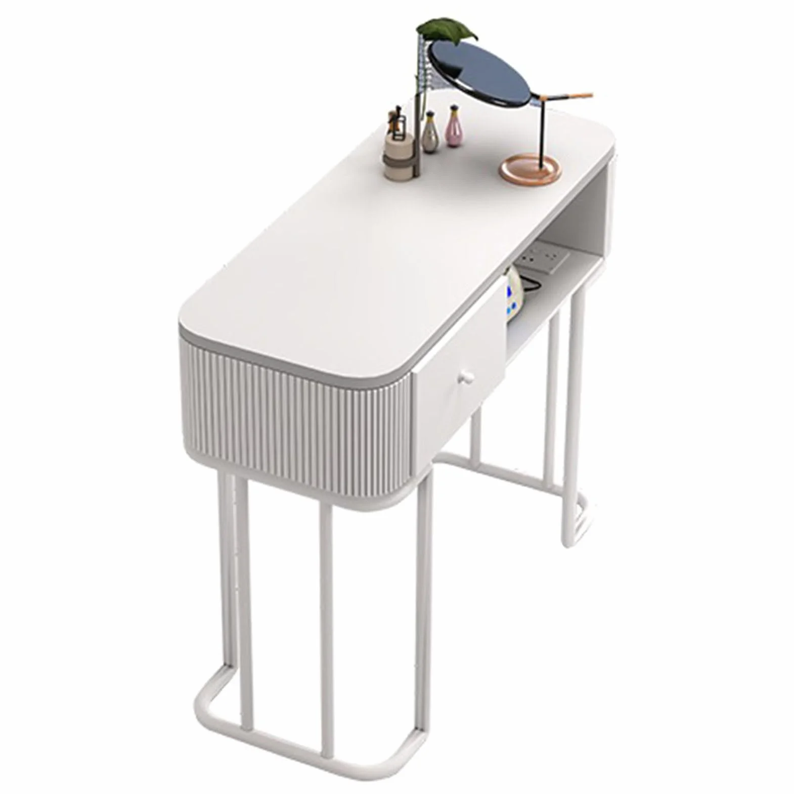 Tavolo per unghie compatto moderno,Tavolo per manicure per artisti,Scrivania per salone spa in legno,Postazione di lavoro per bellezza,Stazione per tavolo per manicure e truccatura Con ripiani apert