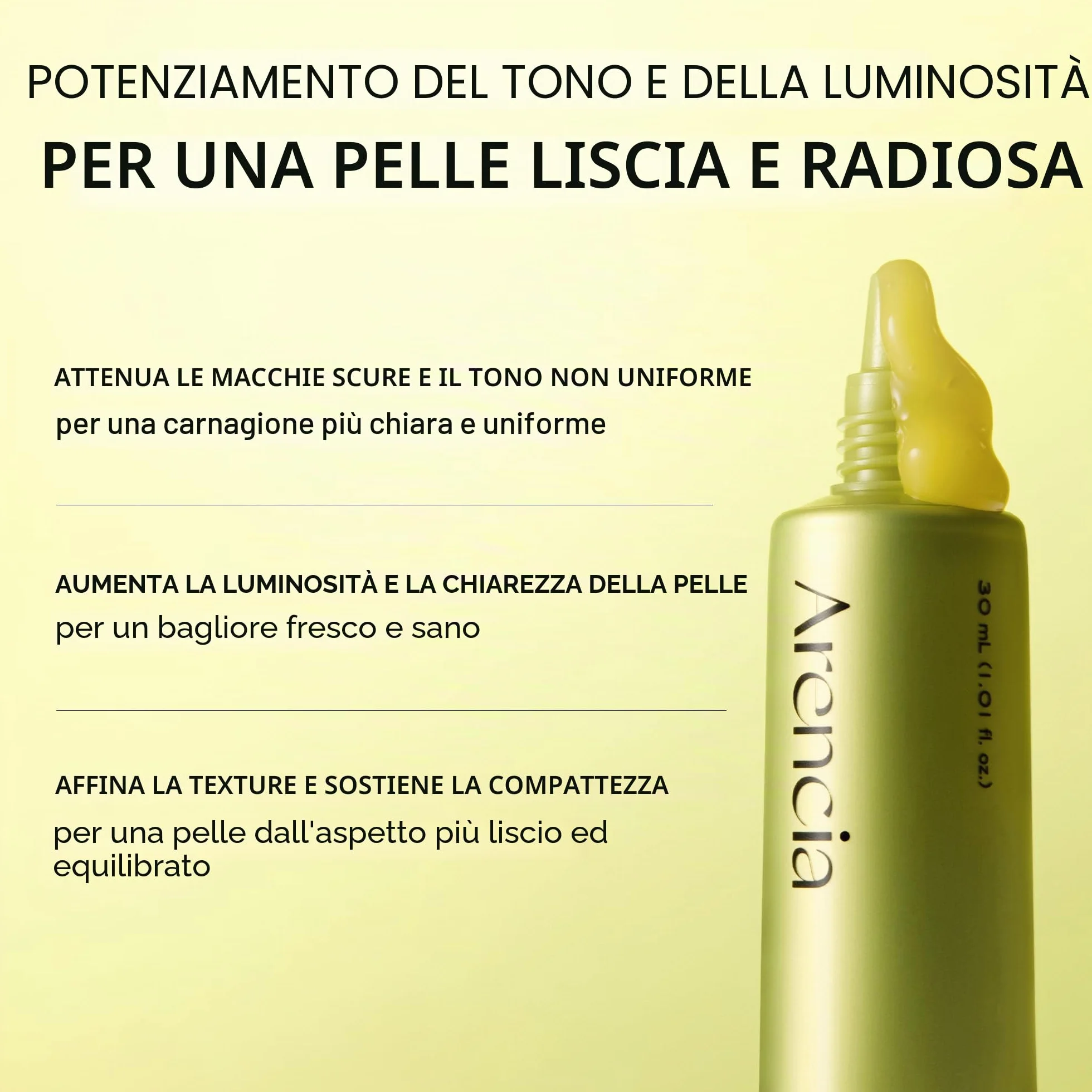 Arencia Vitamina C Booster Shot Siero con glutatione, niacinamide e vitamina E per pelle radiosa, 29,9 ml