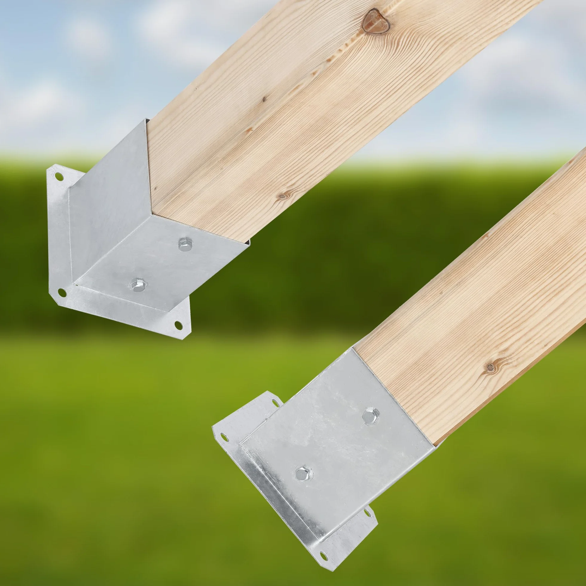 KOTARBAU® Set 2 Pezzi Fissaggio Pali Legno - Supporto per Pali in Legno Acciaio Zincato 70 x 70 mm Staffa Travi