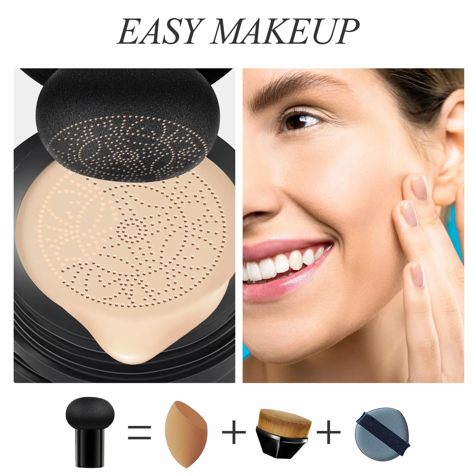Fondotinta CC Crema con Fungo Testa D'aria Cuscino BB Crema Mushroom Head Air Cushion CC Cream per Trucco impeccabile, Anche Tonalità Della Pelle (Naturale)