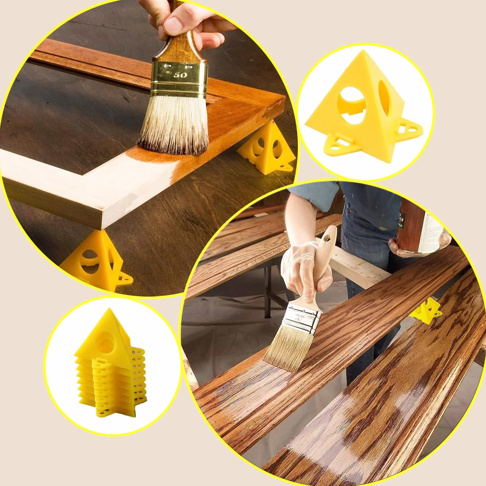 Supporti a Piramide per Pittore 40 Pezzi Giallo Cono Tela Triangolo di Vernice Legno Mobili Stand
