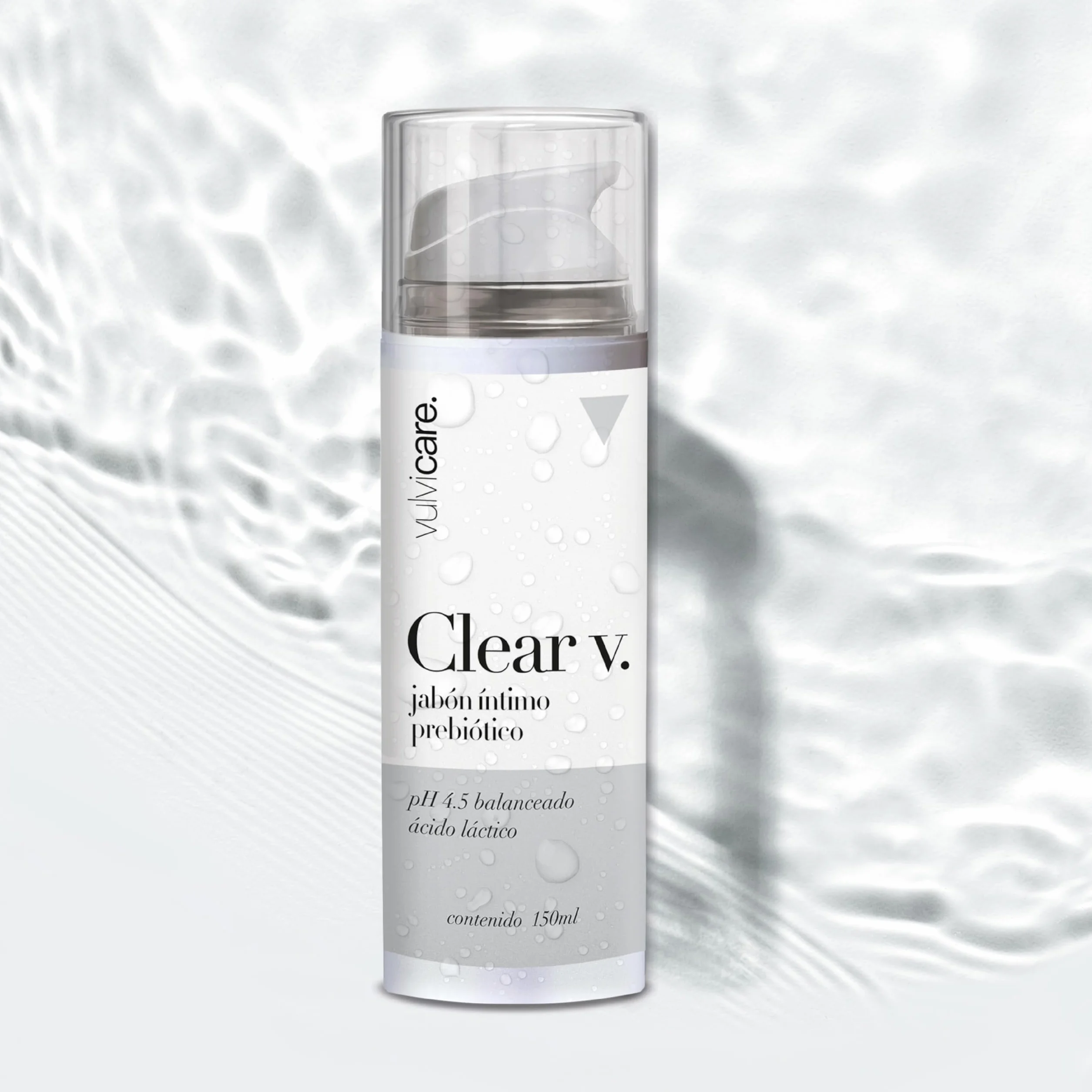 Vulvicare Clear V Sapone intimo prebiotico pH 4,5 bilanciato 150ml - Con acido lattico per un microbiota equilibrato - Igiene e cura vulvovaginale